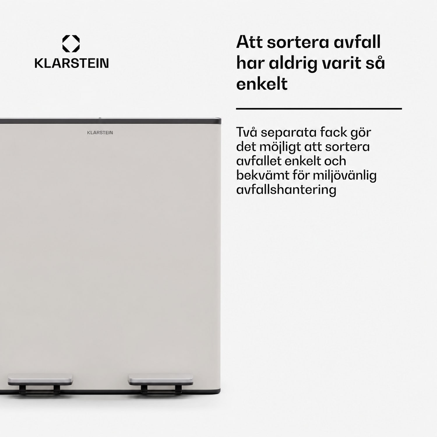 EcoVista soptunna med kompostbehållare, 40 liter + 3 liters kompostbehållare, Soft-Close 40 l | Creme