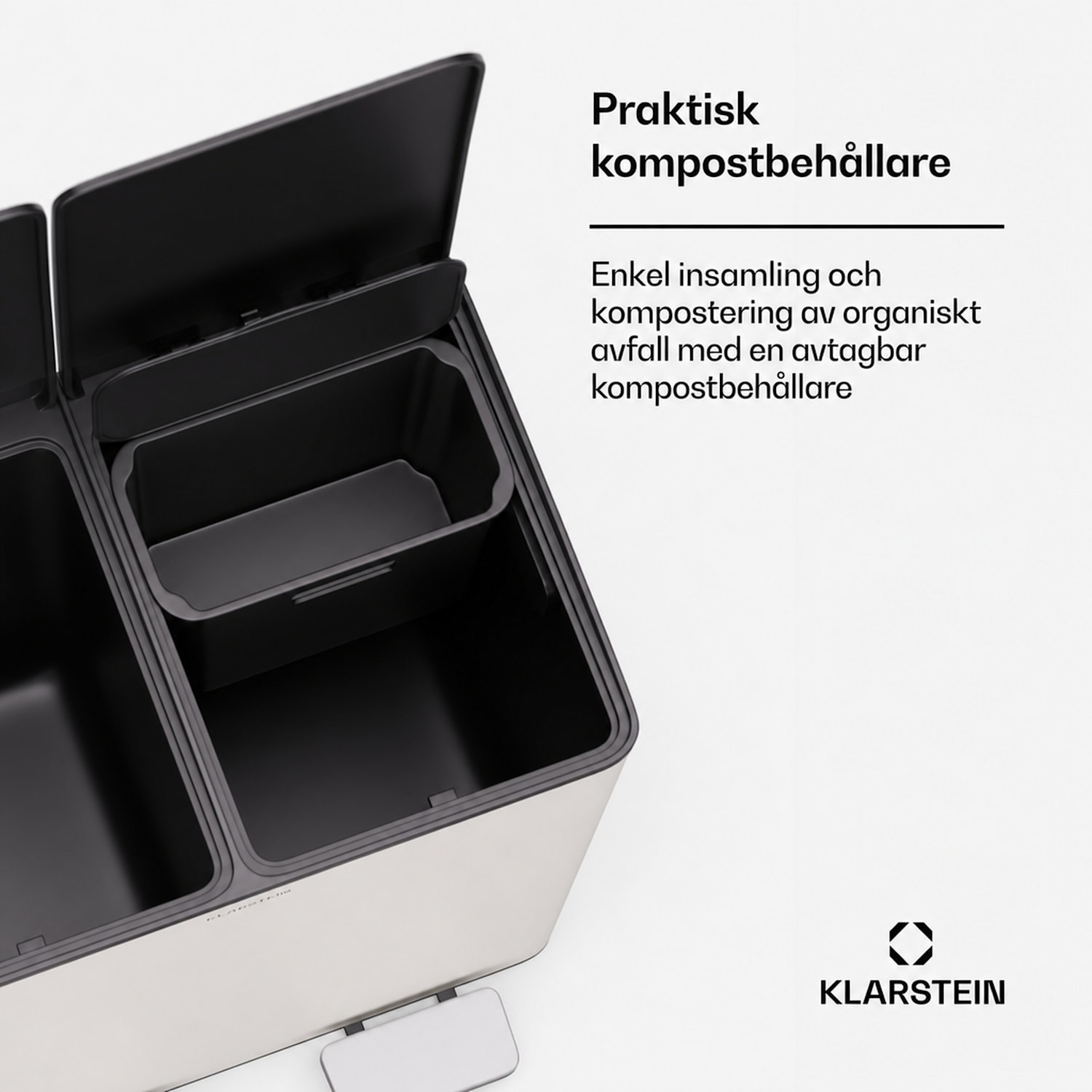 EcoVista soptunna med kompostbehållare, 40 liter + 3 liters kompostbehållare, Soft-Close 40 l | Creme