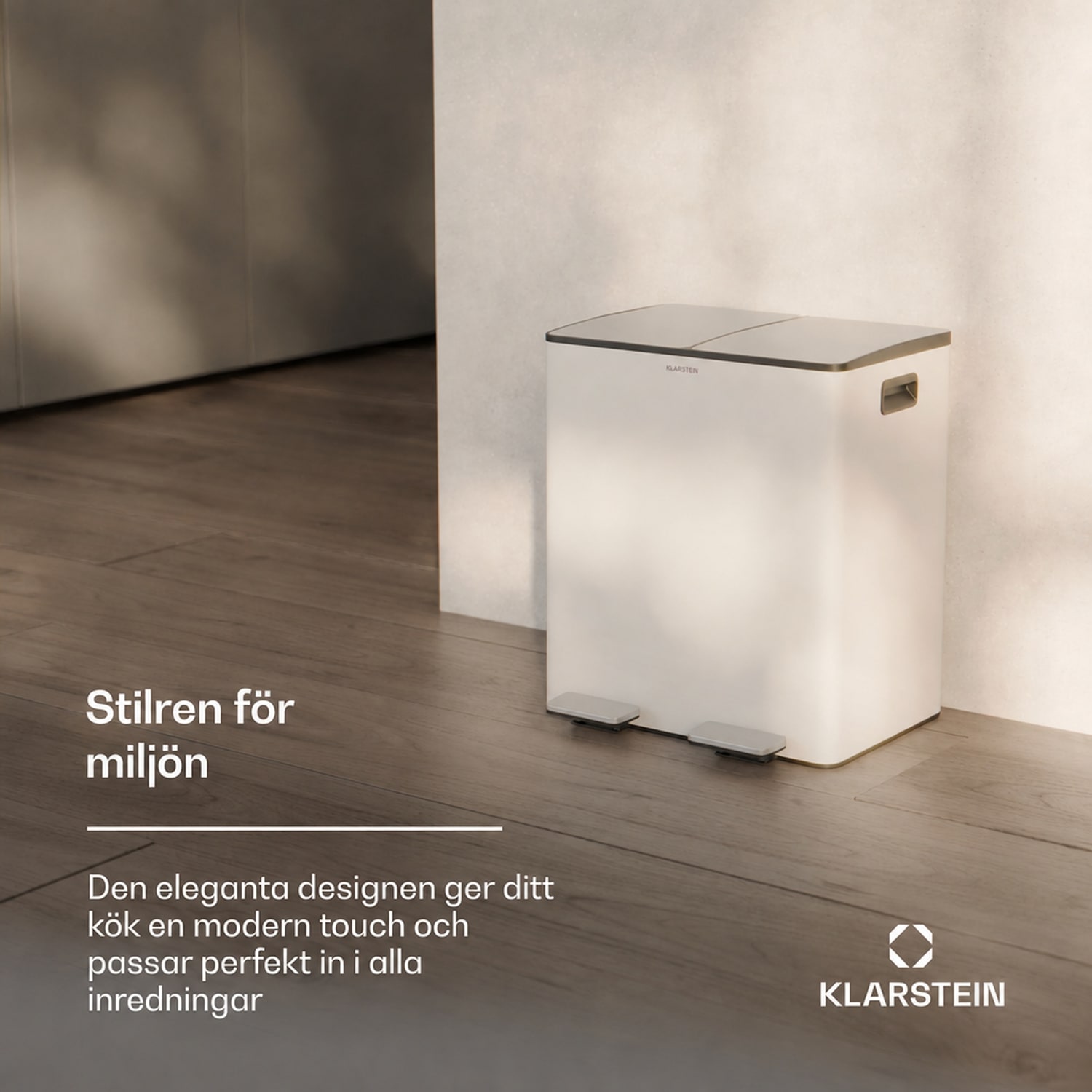 EcoVista soptunna med kompostbehållare, 40 liter + 3 liters kompostbehållare, Soft-Close 40 l | Creme