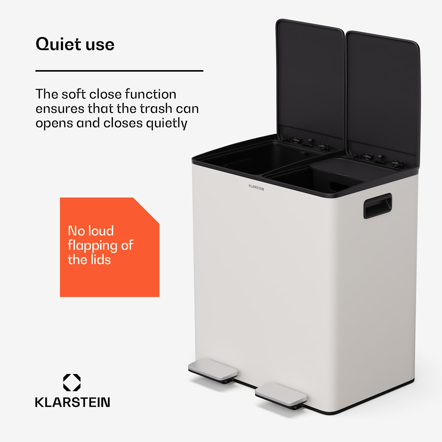 EcoVista-jäteastia biojäteastialla roska-astia 40 litraa + 3 litran kompostiastia Soft Close 40 l | Kermanvärinen