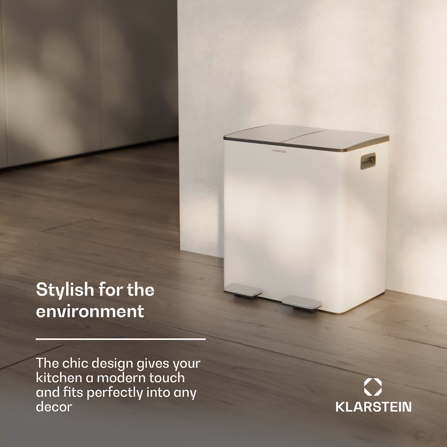 EcoVista-jäteastia biojäteastialla roska-astia 40 litraa + 3 litran kompostiastia Soft Close 40 l | Kermanvärinen