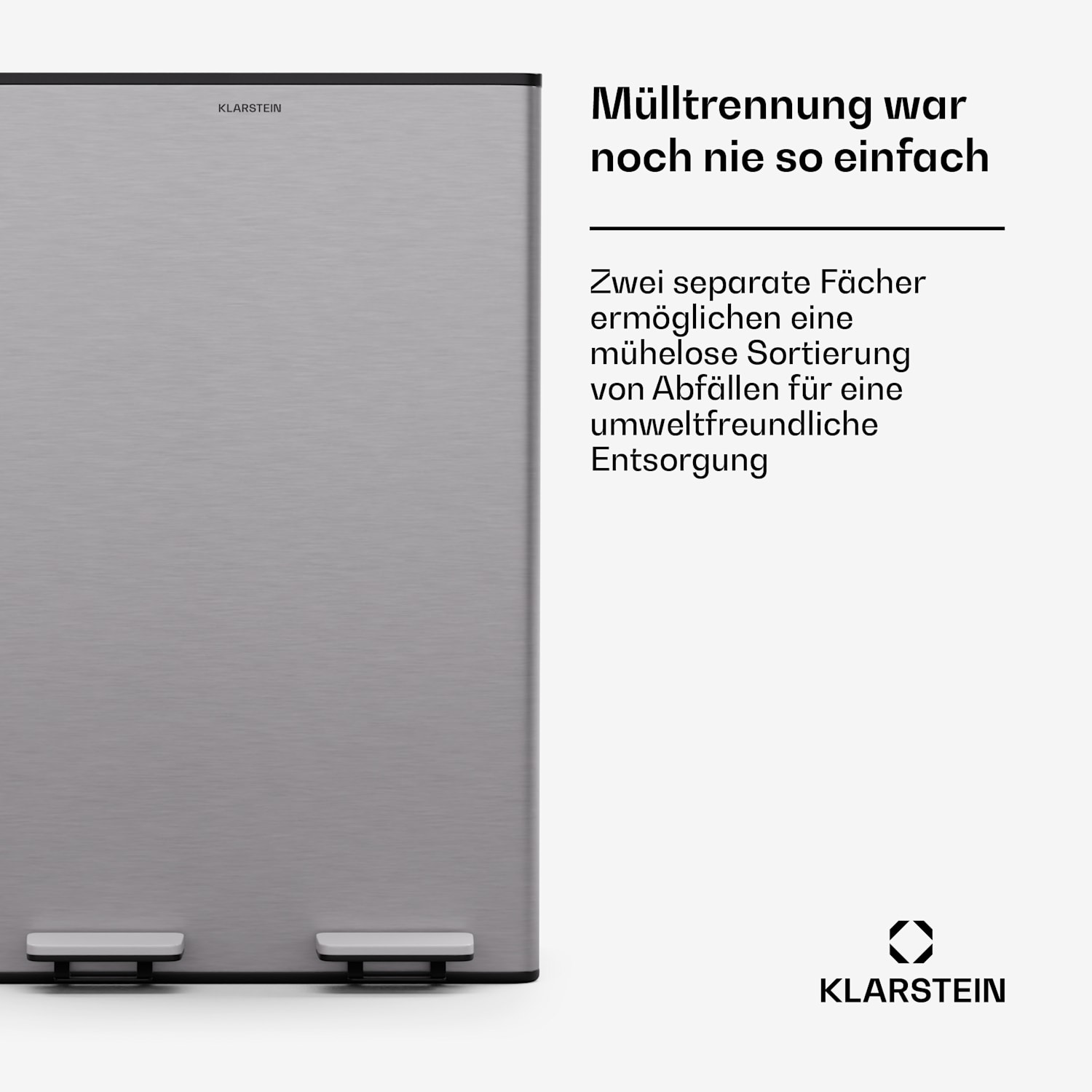 EcoVista Mülleimer mit Kompostbehälter Abfalleimer 60 Liter + 3L Kompostbehälter Soft-Close 60 Ltr | Edelstahl