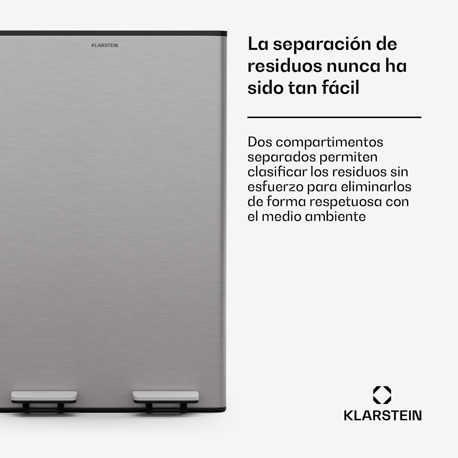 EcoVista Cubo de basura con recipiente de compostaje Contenedor de basura 60 litros + Recipiente de composta 3 litros Cierre suave 60 L | Acero Inoxidable