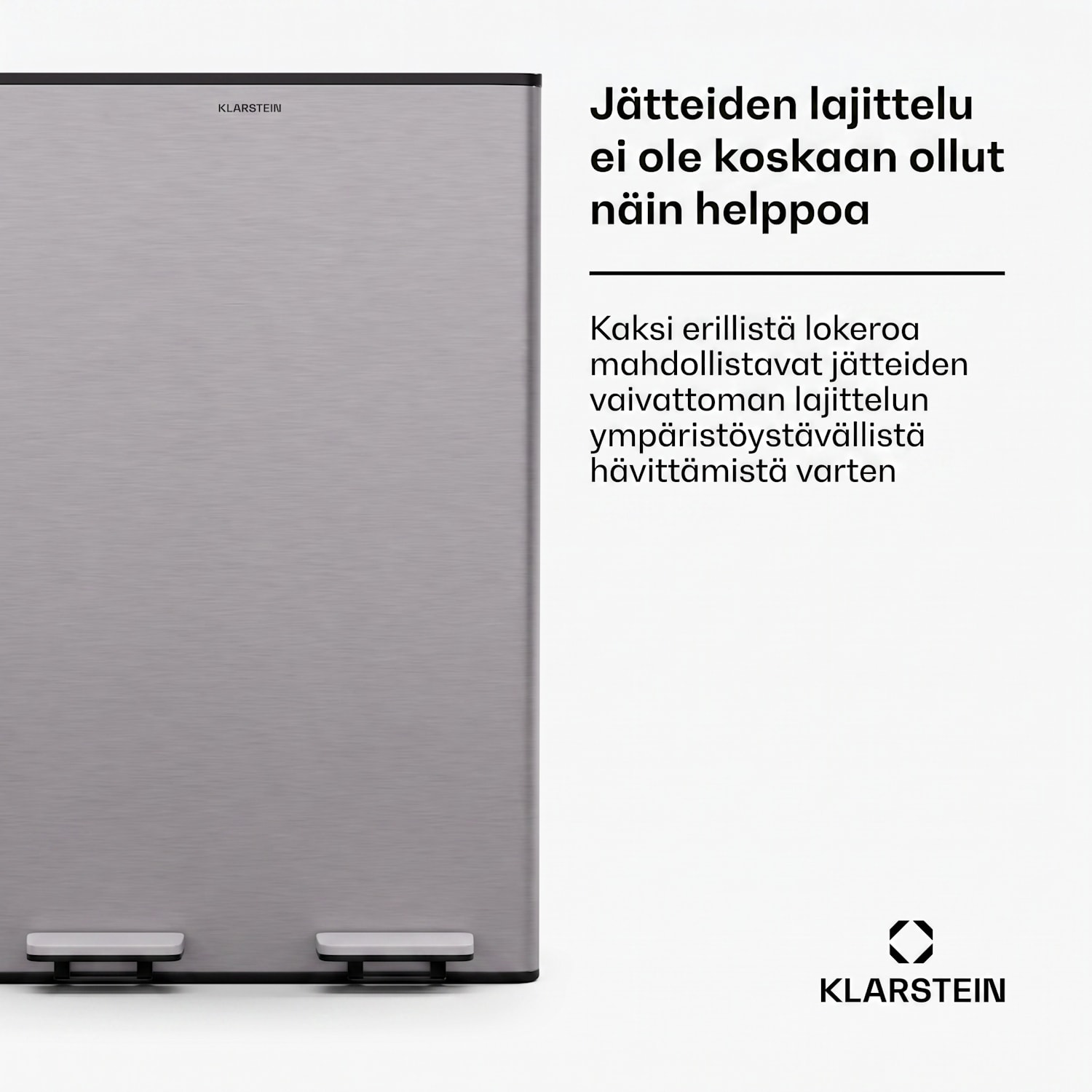 EcoVista-jäteastia biojäteastialla roska-astia 60 litraa + 3 litran kompostiastia Soft Close 60 l | Ruostumaton Teräs