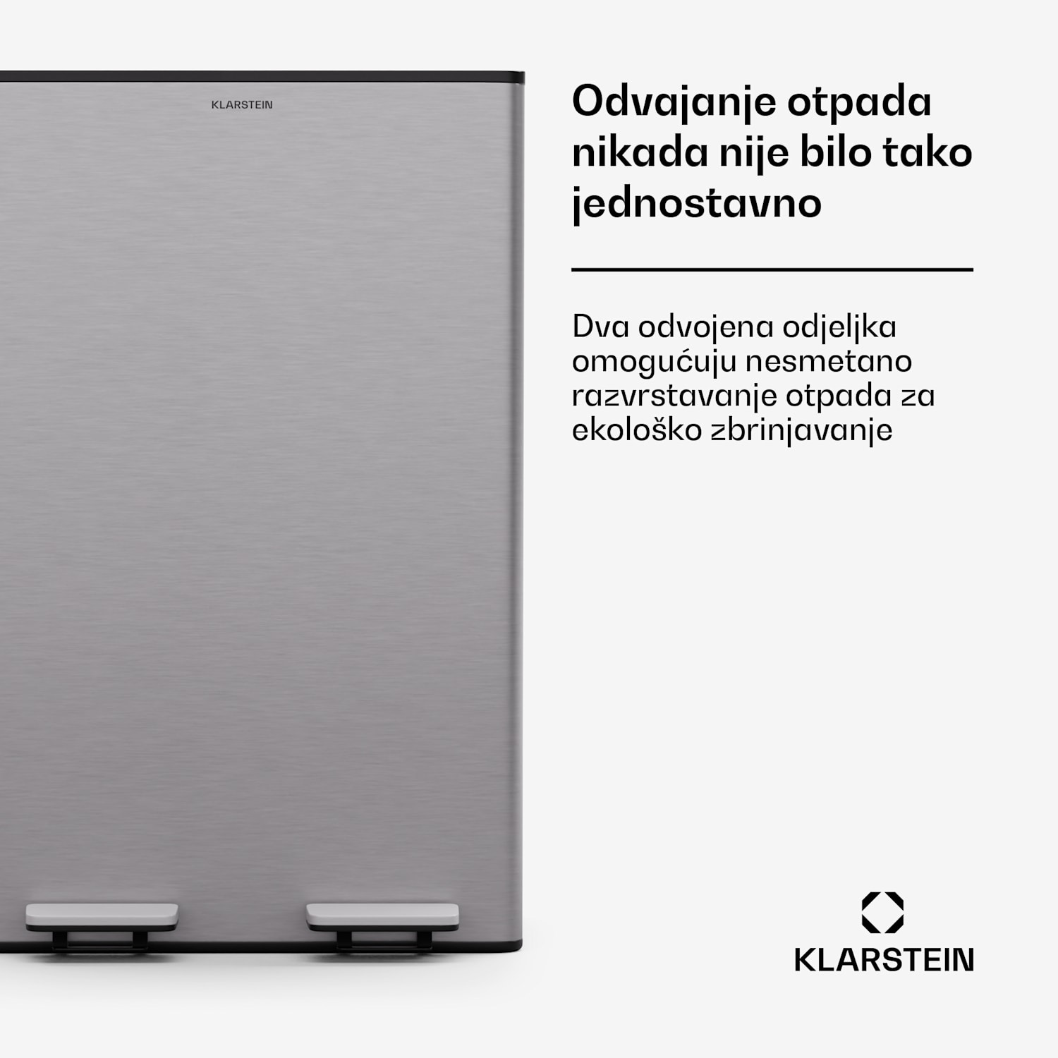 EcoVista, kanta za otpatke s komposterom, 60 l + 3 l/kanta + komposter, Soft-Close 60 Ltr | Nehrđajući čelik