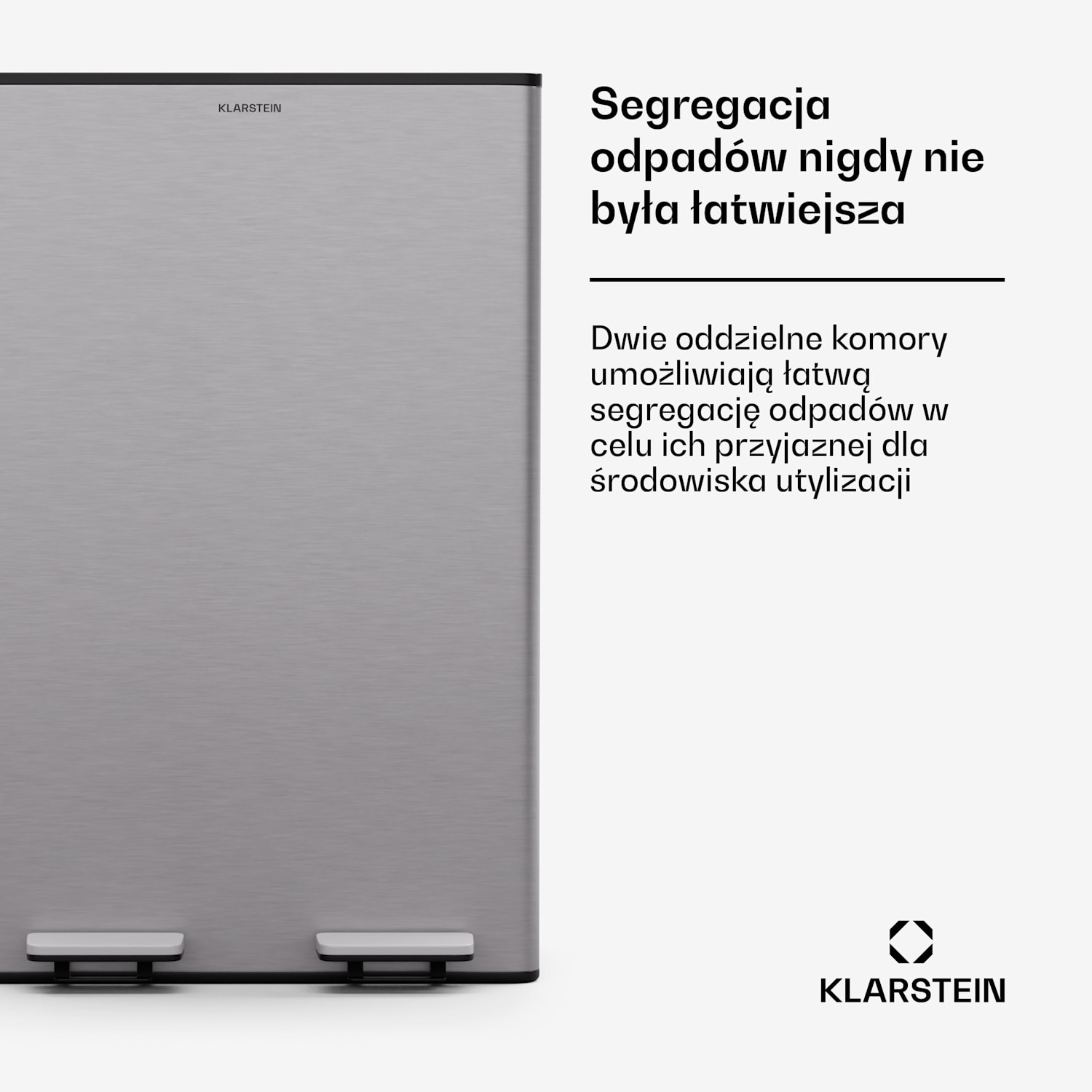 EcoVista, kosz na odpady z pojemnikiem na odpady bio, 60 l + 3 l/pojemnik + pojemnik na odpady bio, Soft-Close 60 Ltr | Stal nierdzewna