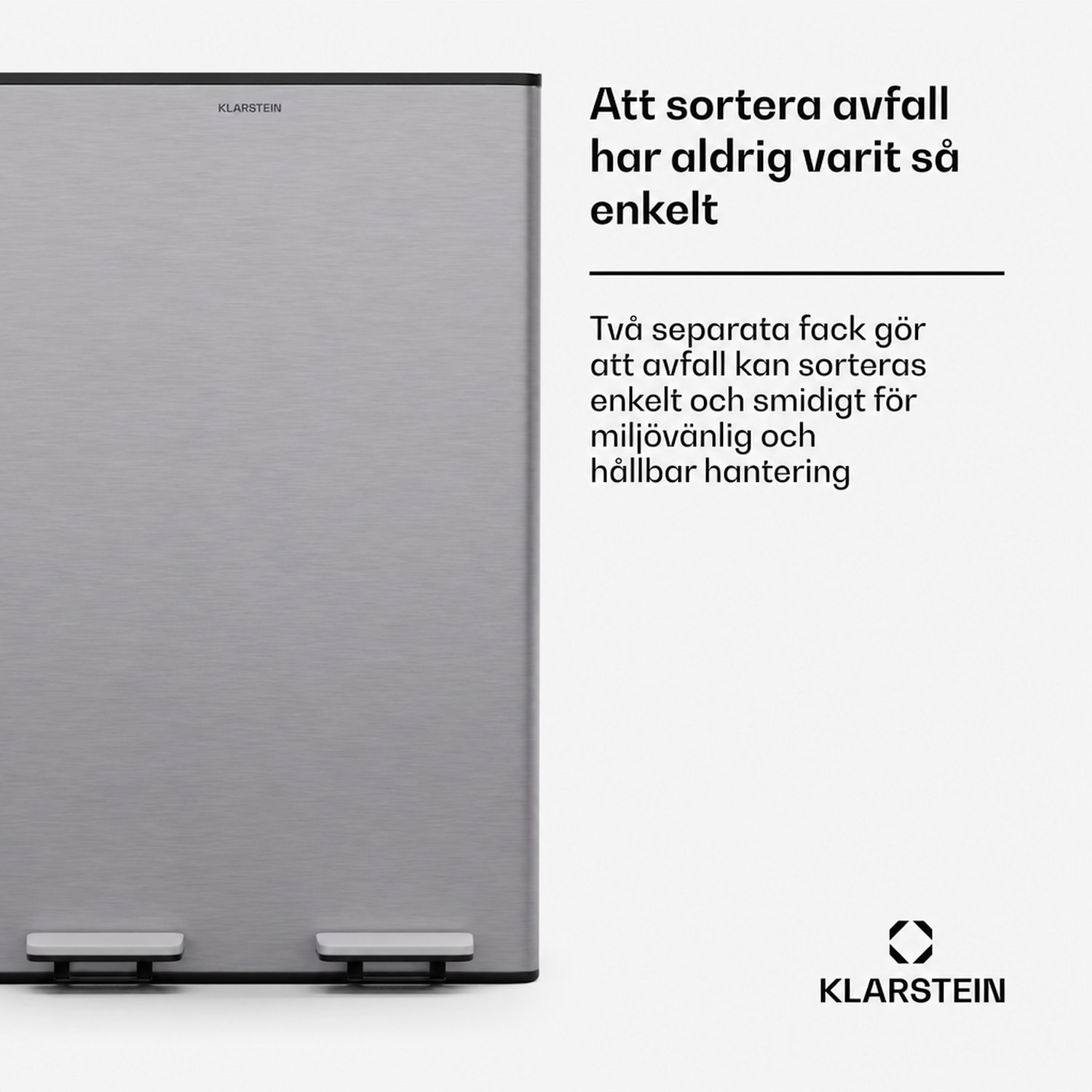 EcoVista papperskorg med kompostbehållare, 60 liter + 3 liters kompostbehållare med mjukstängning 60 l | Rostfritt Stål