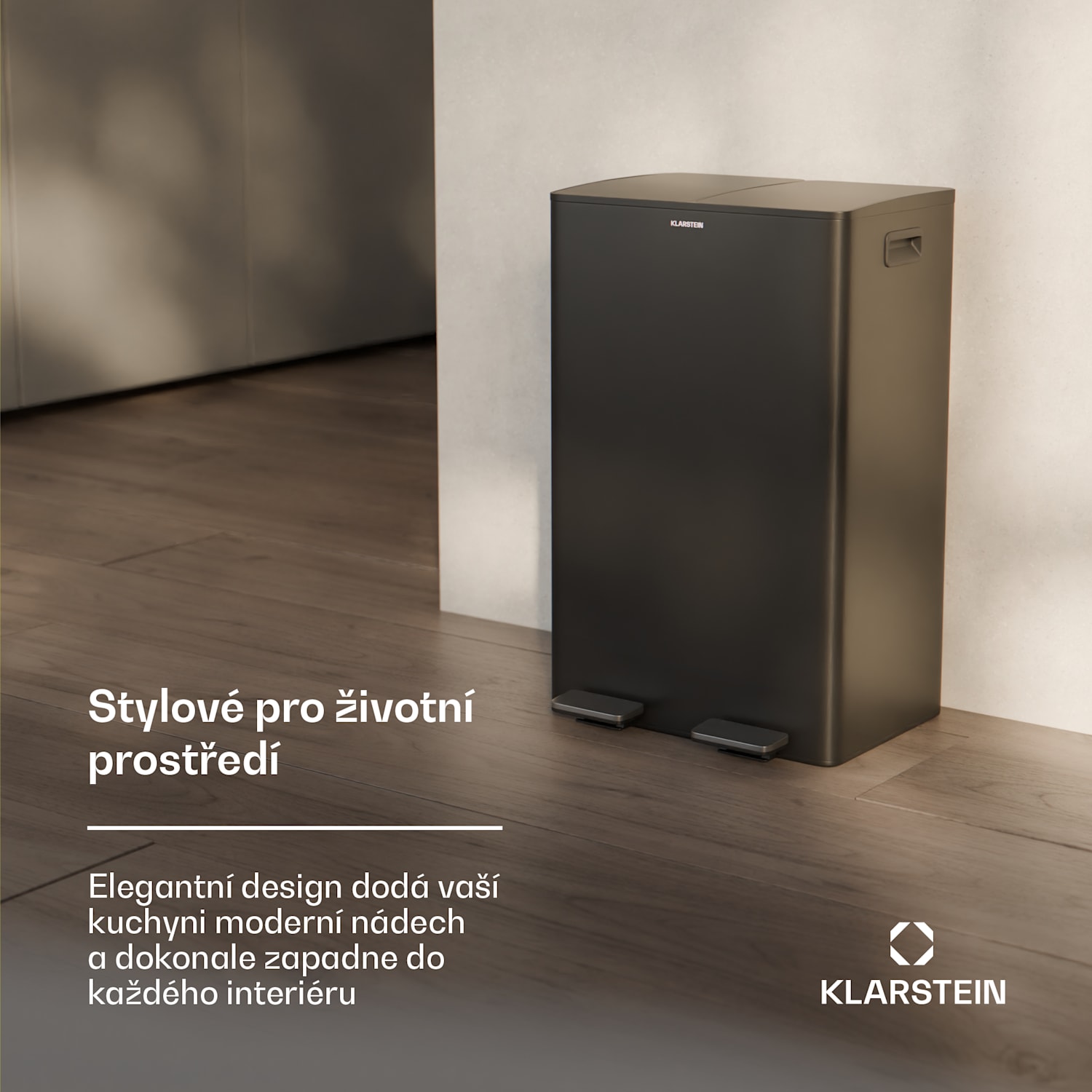 EcoVista, odpadkový koš s kompostérem, 60 l + 3 l/koš + kompostér, Soft-Close 60 litrů | Černá