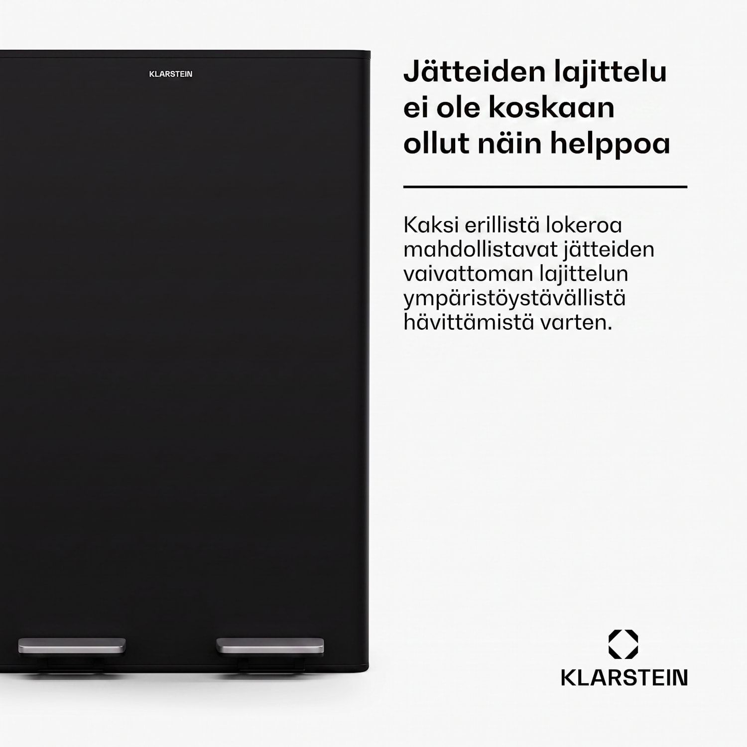 EcoVista-jäteastia biojäteastialla roska-astia 60 litraa + 3 litran kompostiastia Soft Close 60 l | Musta