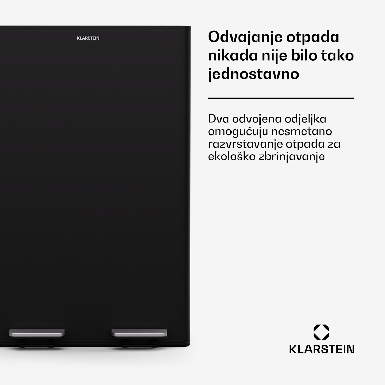 EcoVista, kanta za otpatke s komposterom, 60 l + 3 l/kanta + komposter, Soft-Close 60 Ltr | Crna