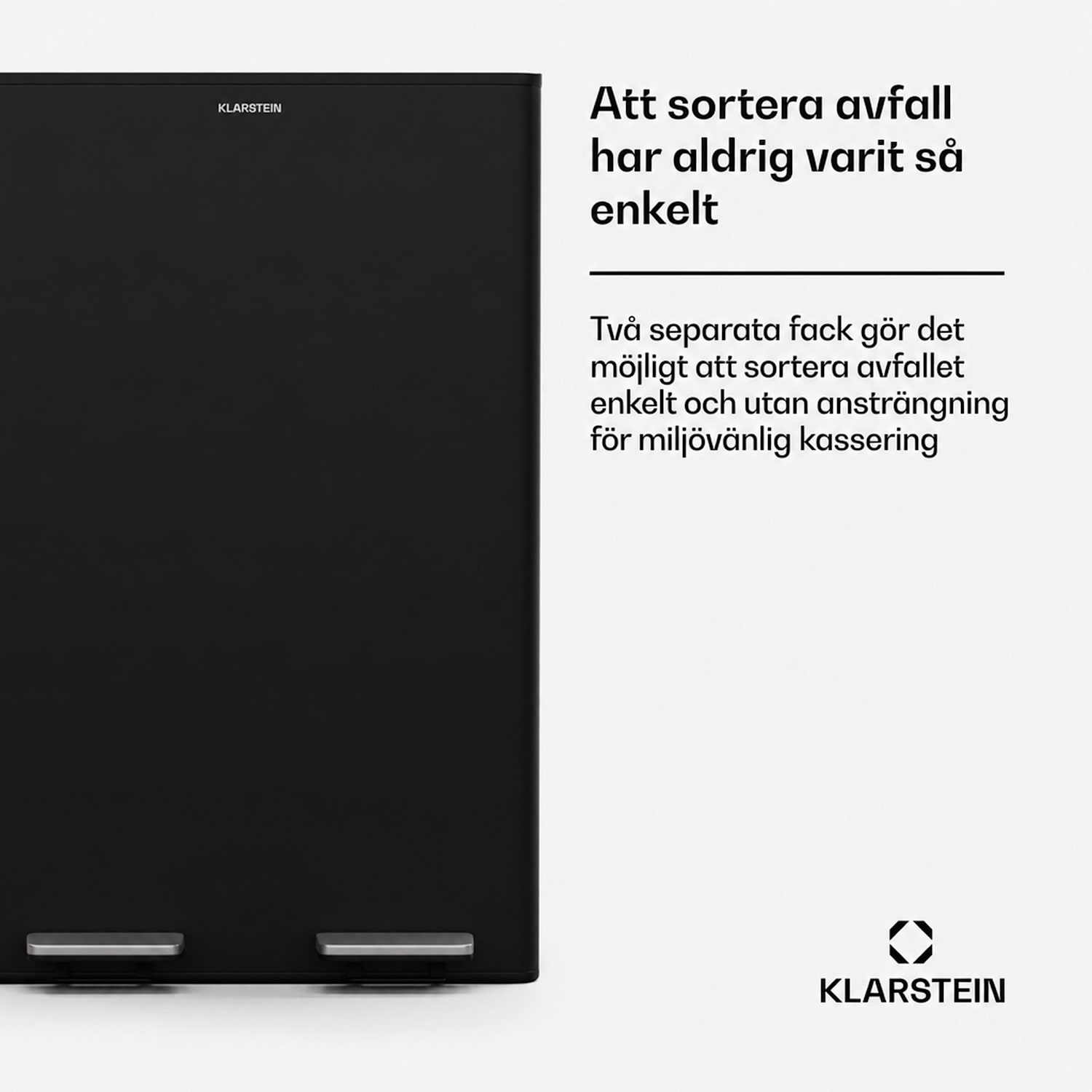 EcoVista papperskorg med kompostbehållare, 60 liter + 3 liters kompostbehållare med mjukstängning 60 l | Svart