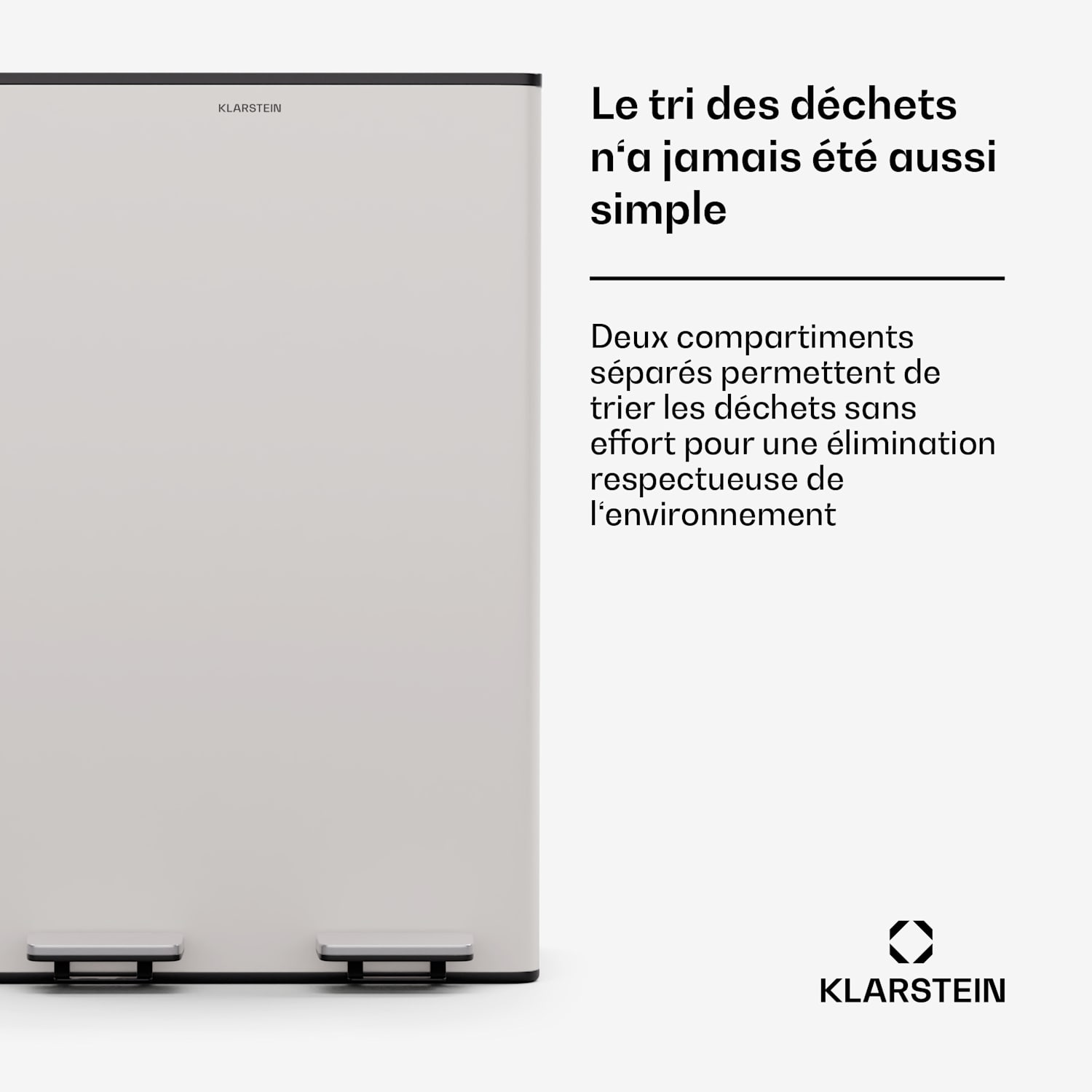 EcoVista Poubelle avec bac à compost Poubelle 60 litres + Bac à compost 3 L à fermeture douce 60 L | Crème