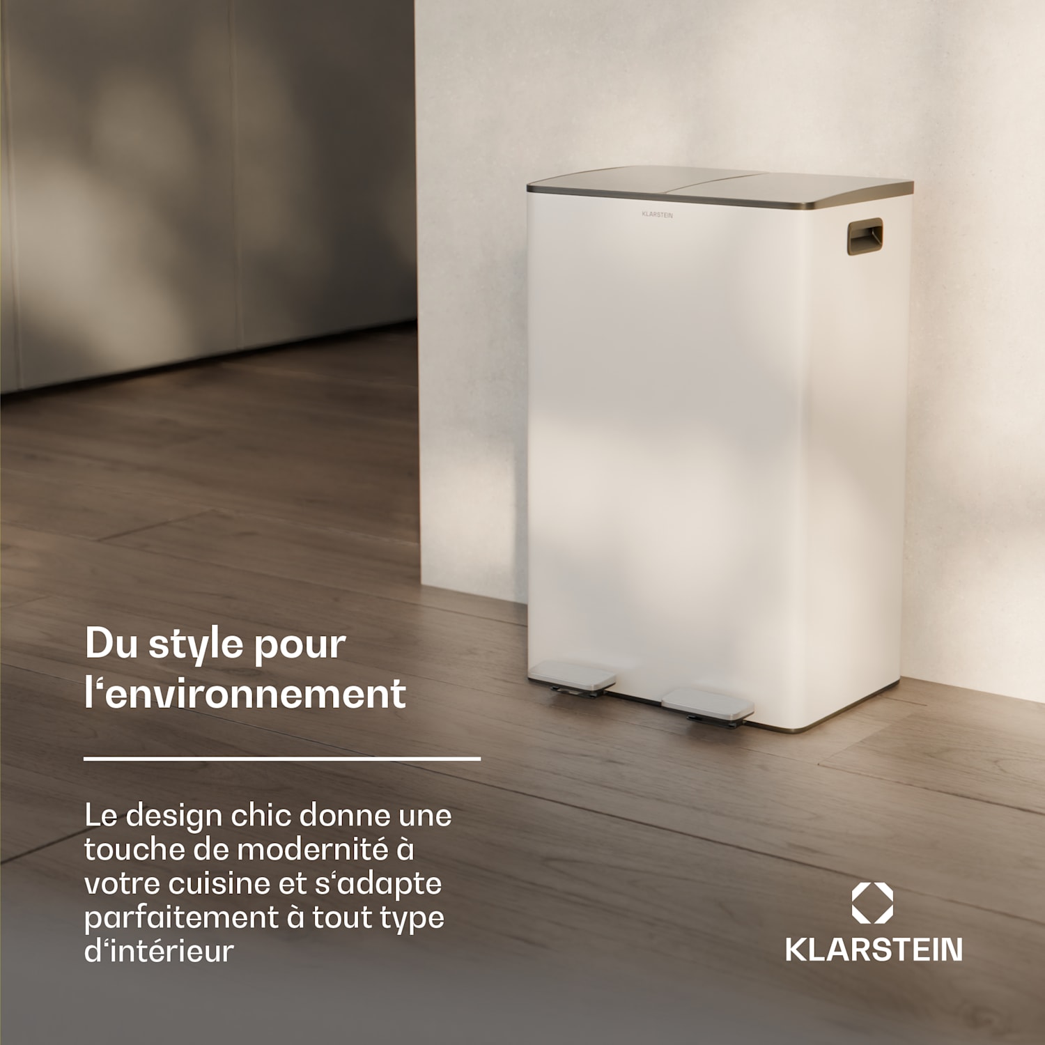 EcoVista Poubelle avec bac à compost Poubelle 60 litres + Bac à compost 3 L à fermeture douce 60 L | Crème