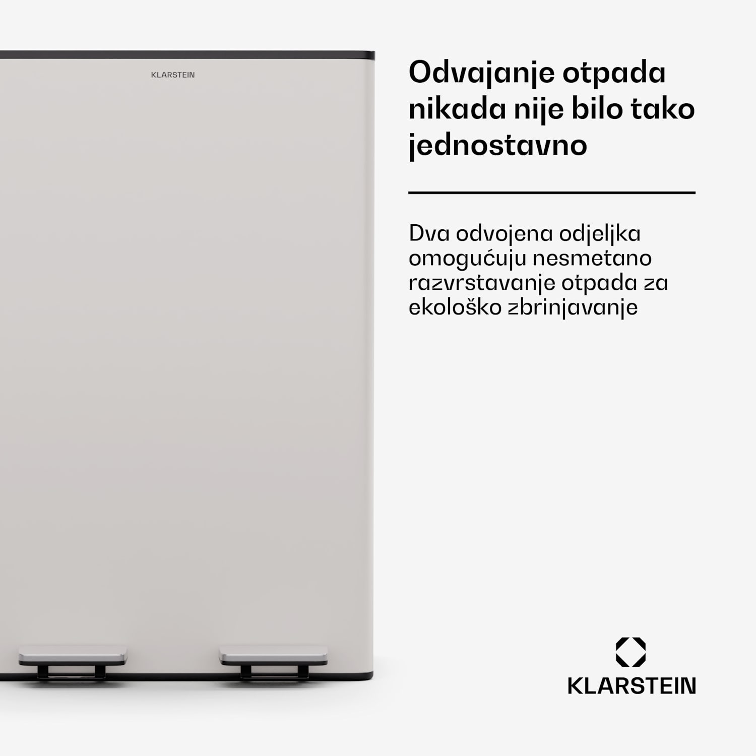 EcoVista, kanta za otpatke s komposterom, 60 l + 3 l/kanta + komposter, Soft-Close 60 Ltr | Krem