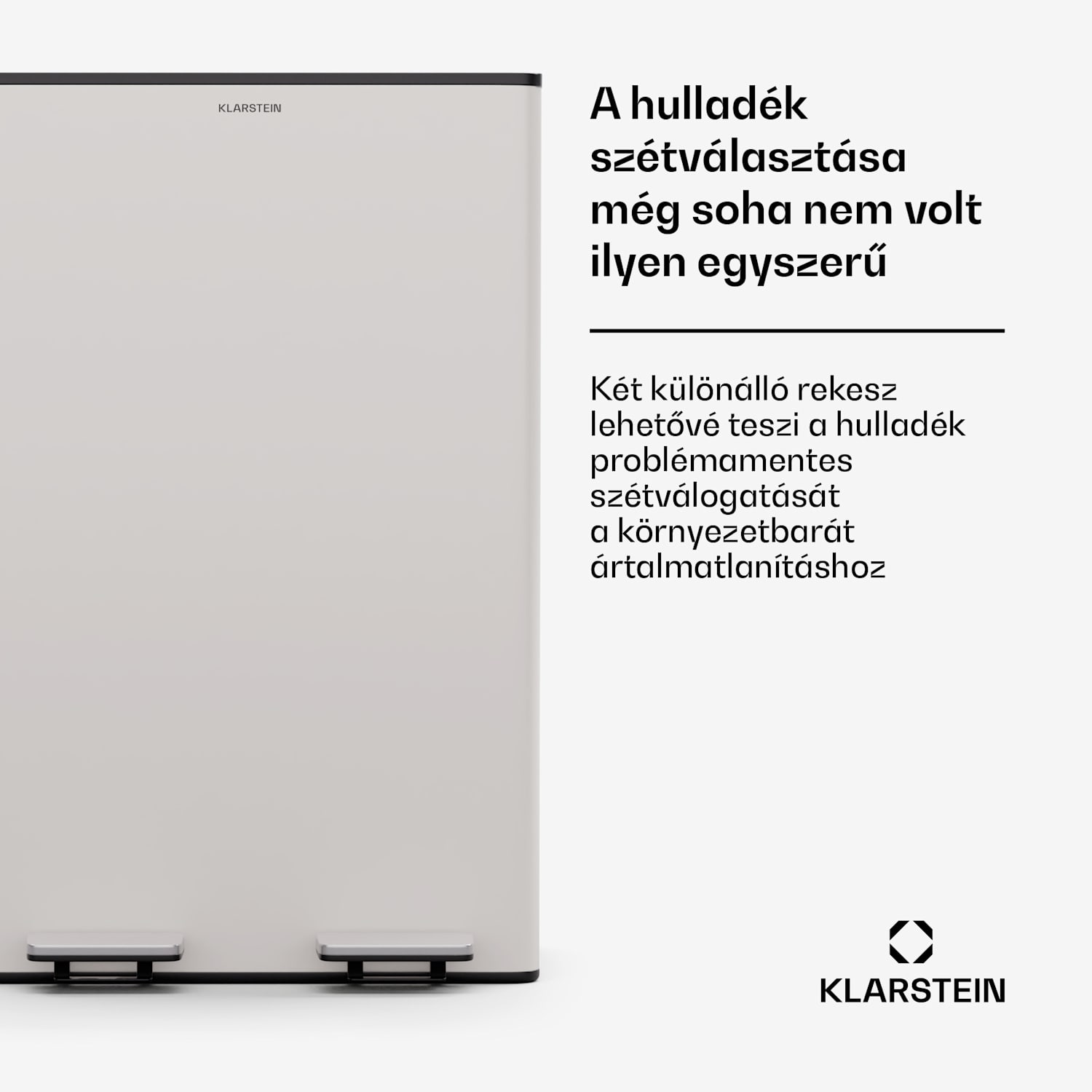 EcoVista, hulladékgyűjtő komposztálóval, 60 l + 3 l/tároló, + komposztáló, Soft-Close 60 Ltr | Krémszín