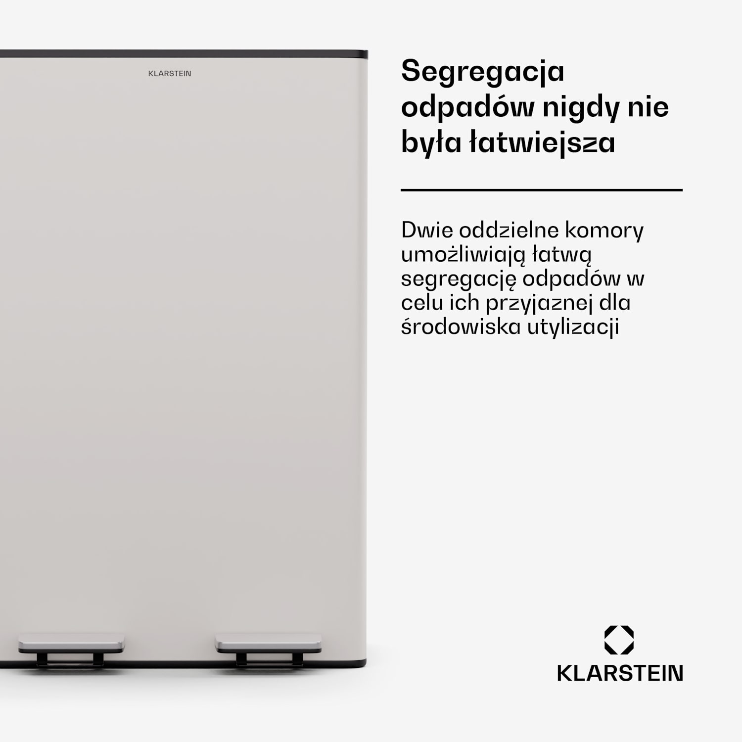 EcoVista, kosz na odpady z pojemnikiem na odpady bio, 60 l + 3 l/pojemnik + pojemnik na odpady bio, Soft-Close 60 Ltr | Kremowy