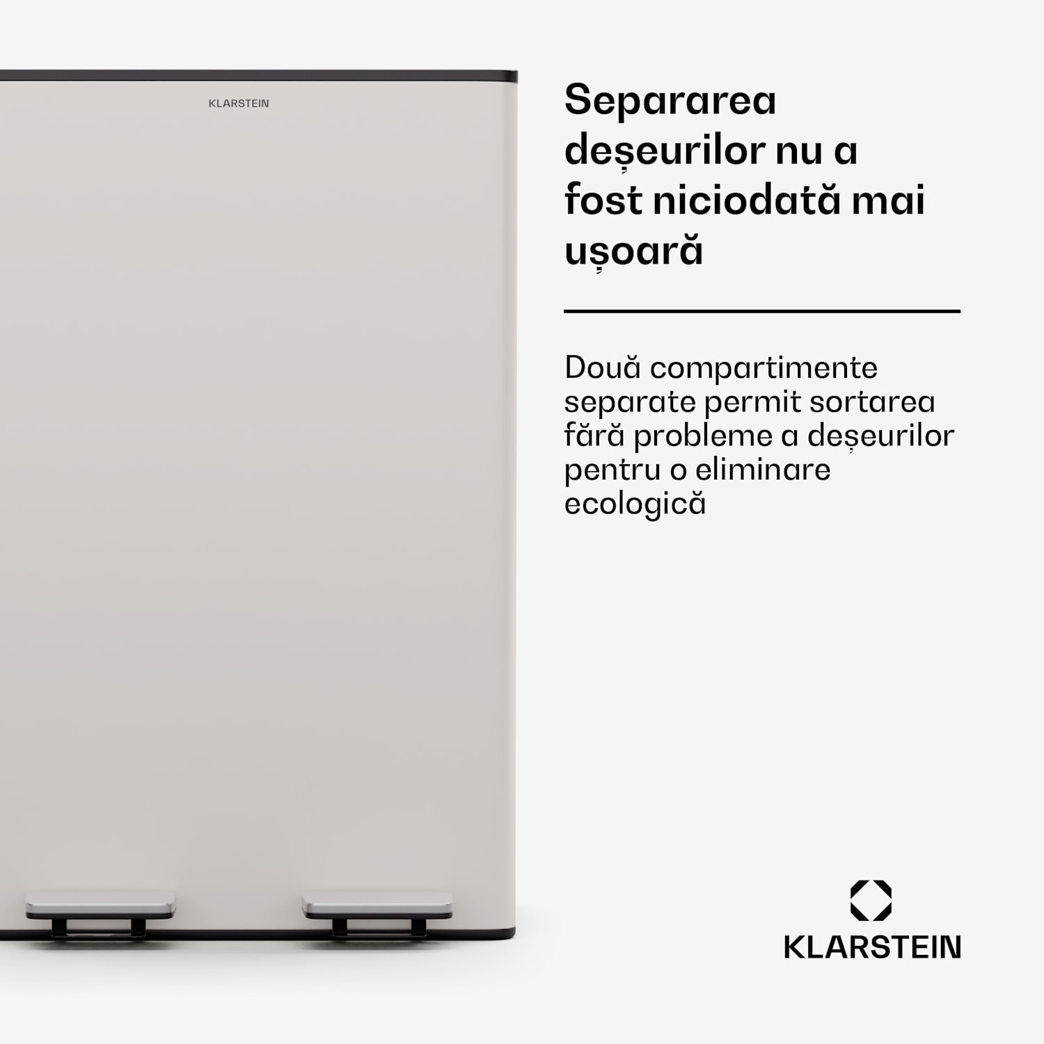 EcoVista, coș de gunoi cu composter, 60 l + 3 l/coș + composter, Soft-Close 60 Ltr | Crem