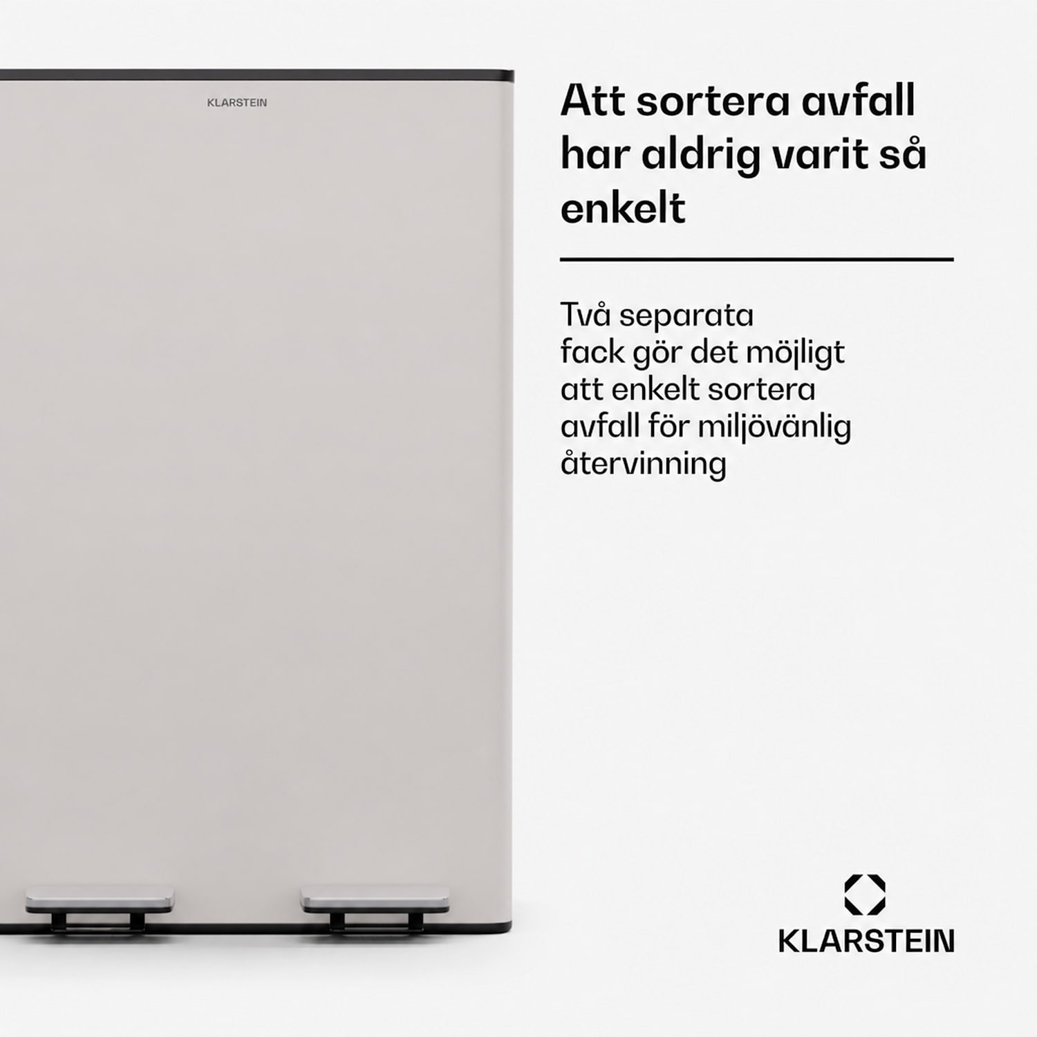 EcoVista papperskorg med kompostbehållare, 60 liter + 3 liters kompostbehållare med mjukstängning 60 L | Creme
