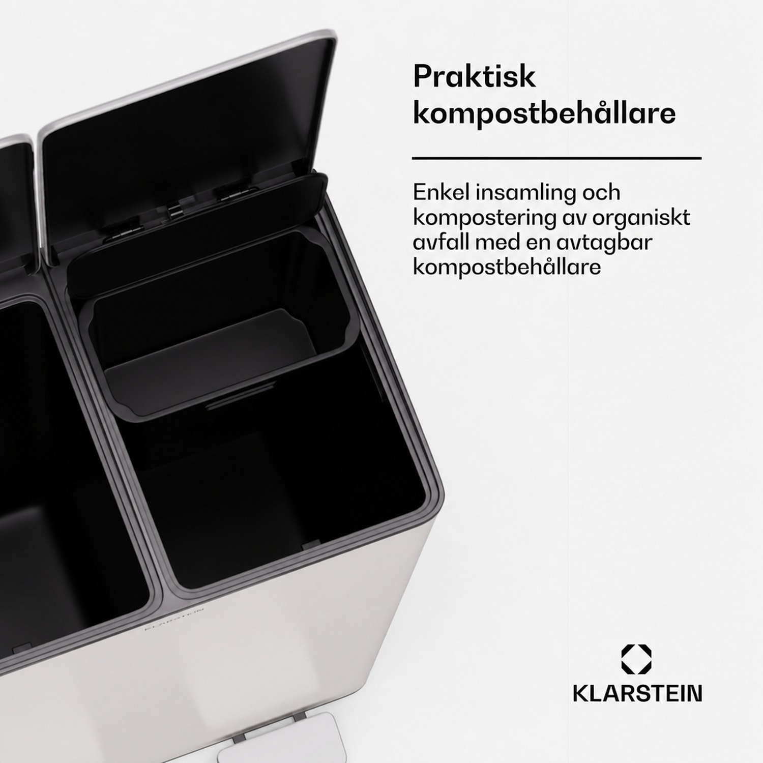 EcoVista papperskorg med kompostbehållare, 60 liter + 3 liters kompostbehållare med mjukstängning 60 L | Creme