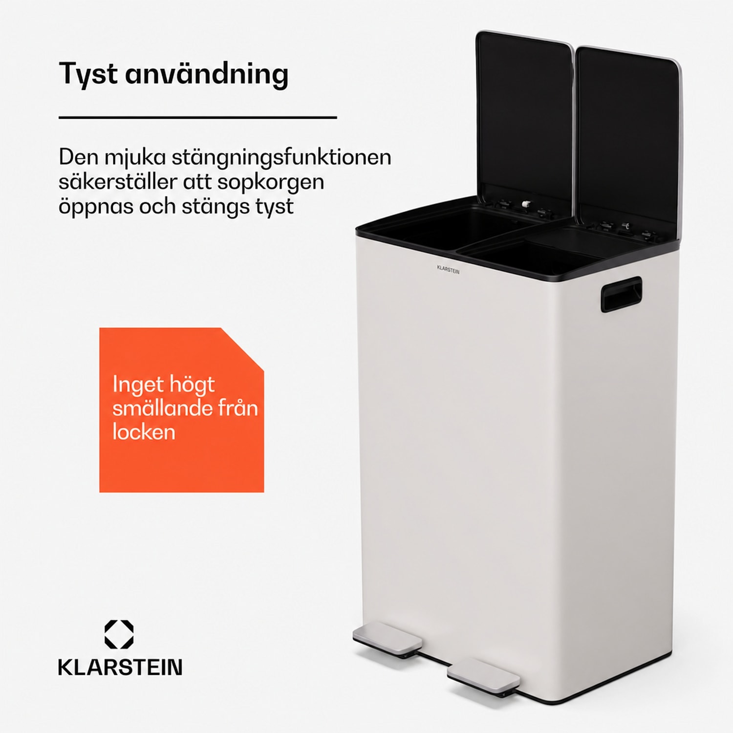 EcoVista papperskorg med kompostbehållare, 60 liter + 3 liters kompostbehållare med mjukstängning 60 L | Creme