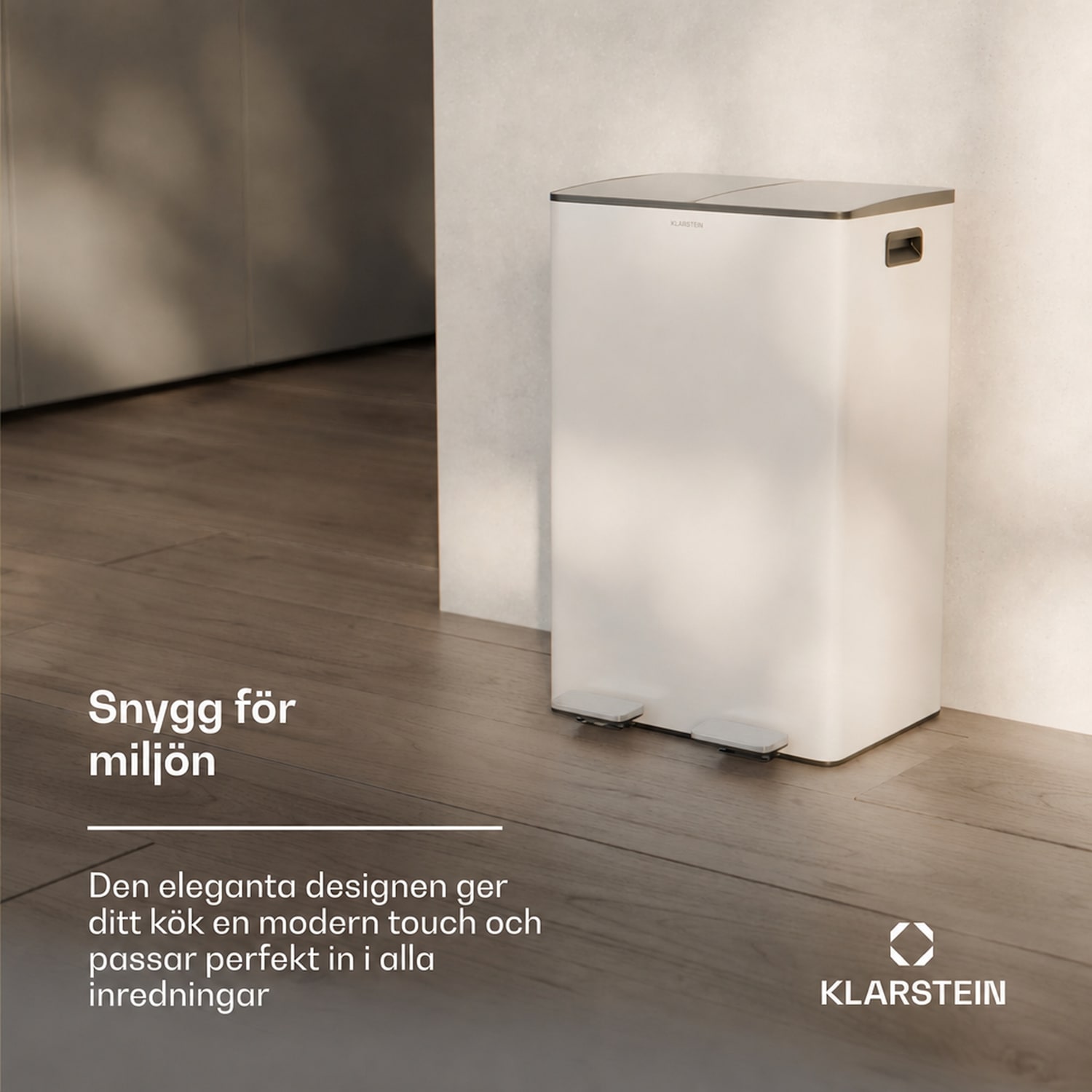 EcoVista papperskorg med kompostbehållare, 60 liter + 3 liters kompostbehållare med mjukstängning 60 L | Creme