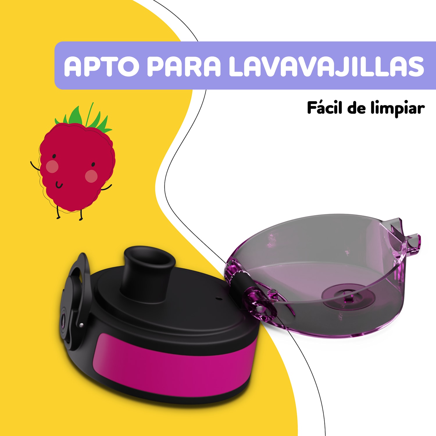 schmatzfatz tapa de repuesto | pulsador | pajita de silicona | para botella de 500ml Purple Sun
