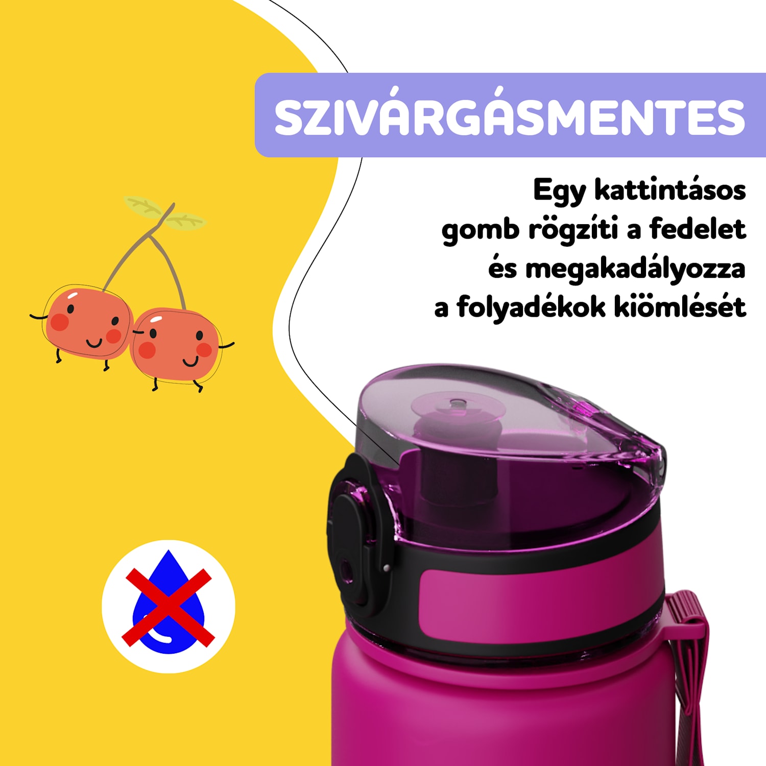 schmatzfatz csere kupak, gomb, szilikon szívószál, 500ml-es palackhoz Purple Sun