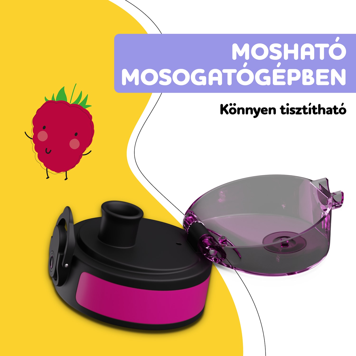 schmatzfatz csere kupak, gomb, szilikon szívószál, 500ml-es palackhoz Purple Sun
