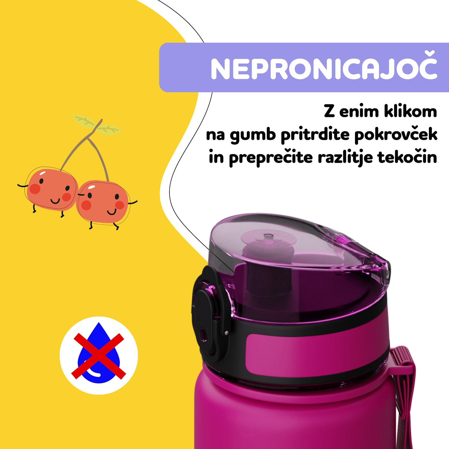 schmatzfatz nadomestni pokrovček, gumb, silikonska slamica, za 500ml steklenico Purple Sun