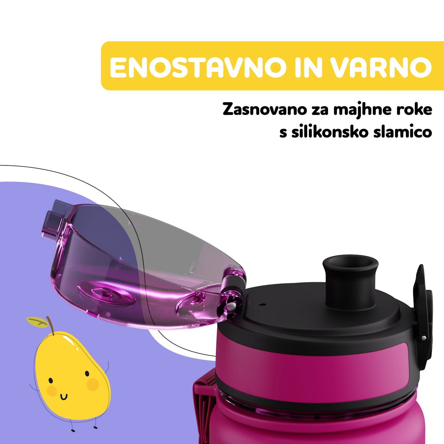 schmatzfatz nadomestni pokrovček, gumb, silikonska slamica, za 500ml steklenico Purple Sun