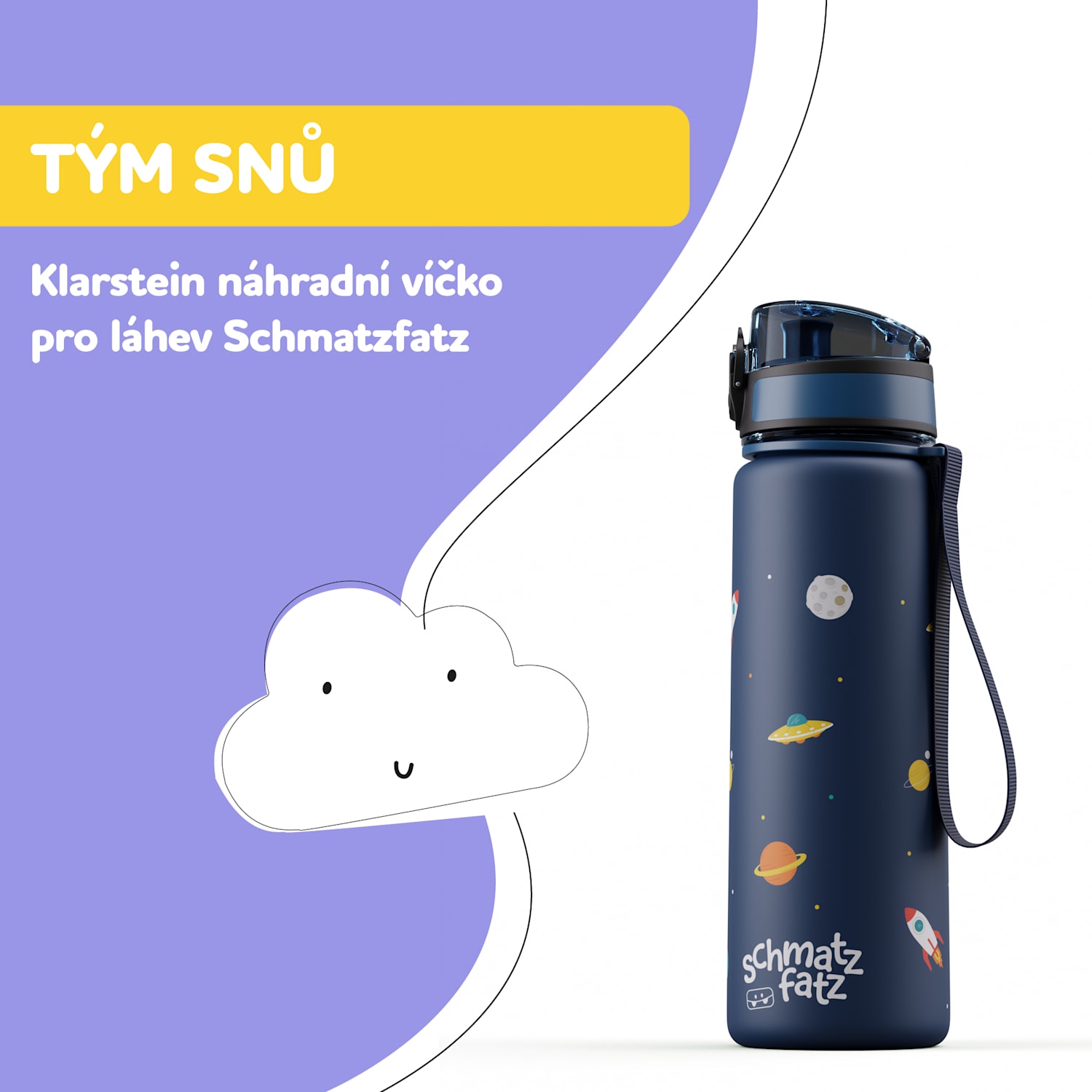 schmatzfatz náhradní uzávěr, knoflík, silikonové brčko, pro 500ml láhev 