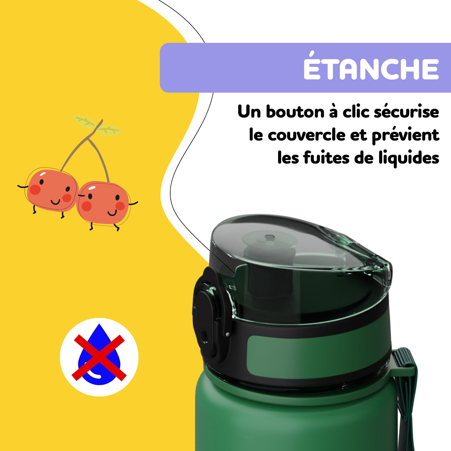 schmatzfatz bouchon de rechange | Bouton-pression | Paille en silicone | pour gourde de 500 ml Vert Golf
