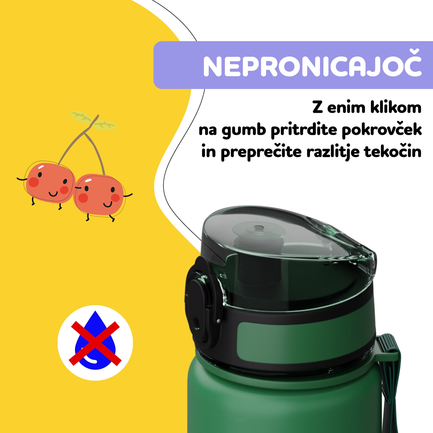 Schmatzfatz nadomestni pokrovček z gumbom za 500ml steklenico Golf zelena