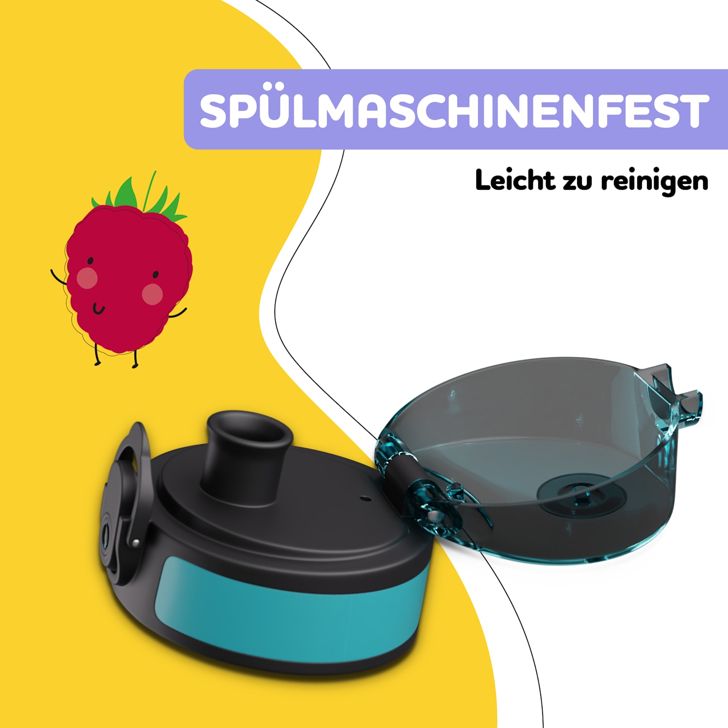 schmatzfatz - Tappo di ricambio | Tasto per aprirlo | Cannuccia in silicone | Per borraccia da 500 ml 