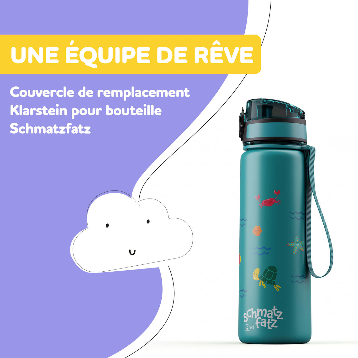 schmatzfatz bouchon de rechange | Bouton-pression | Paille en silicone | pour gourde de 500 ml 