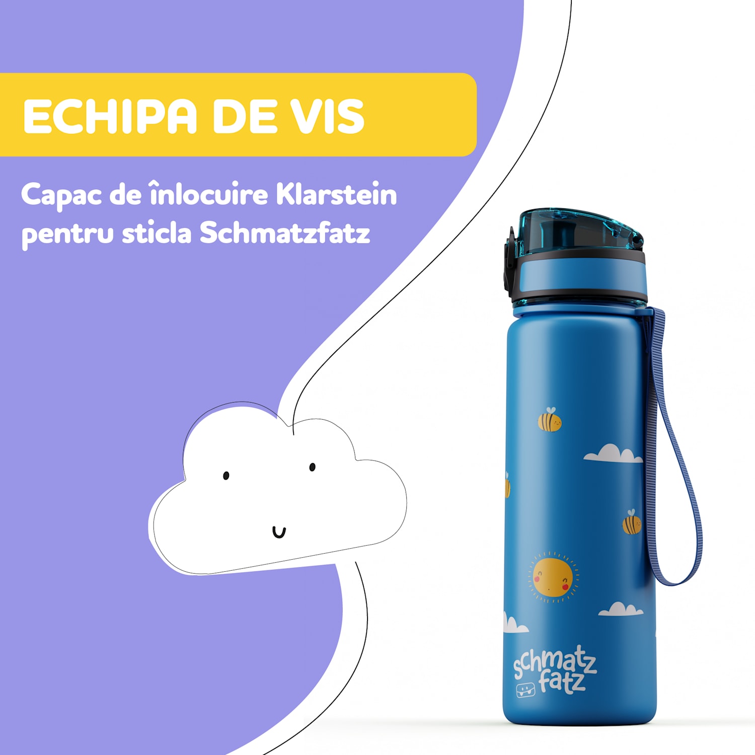 Capac de rezervă schmatzfatz, buton, pai din silicon, pentru sticla de 500 ml. 