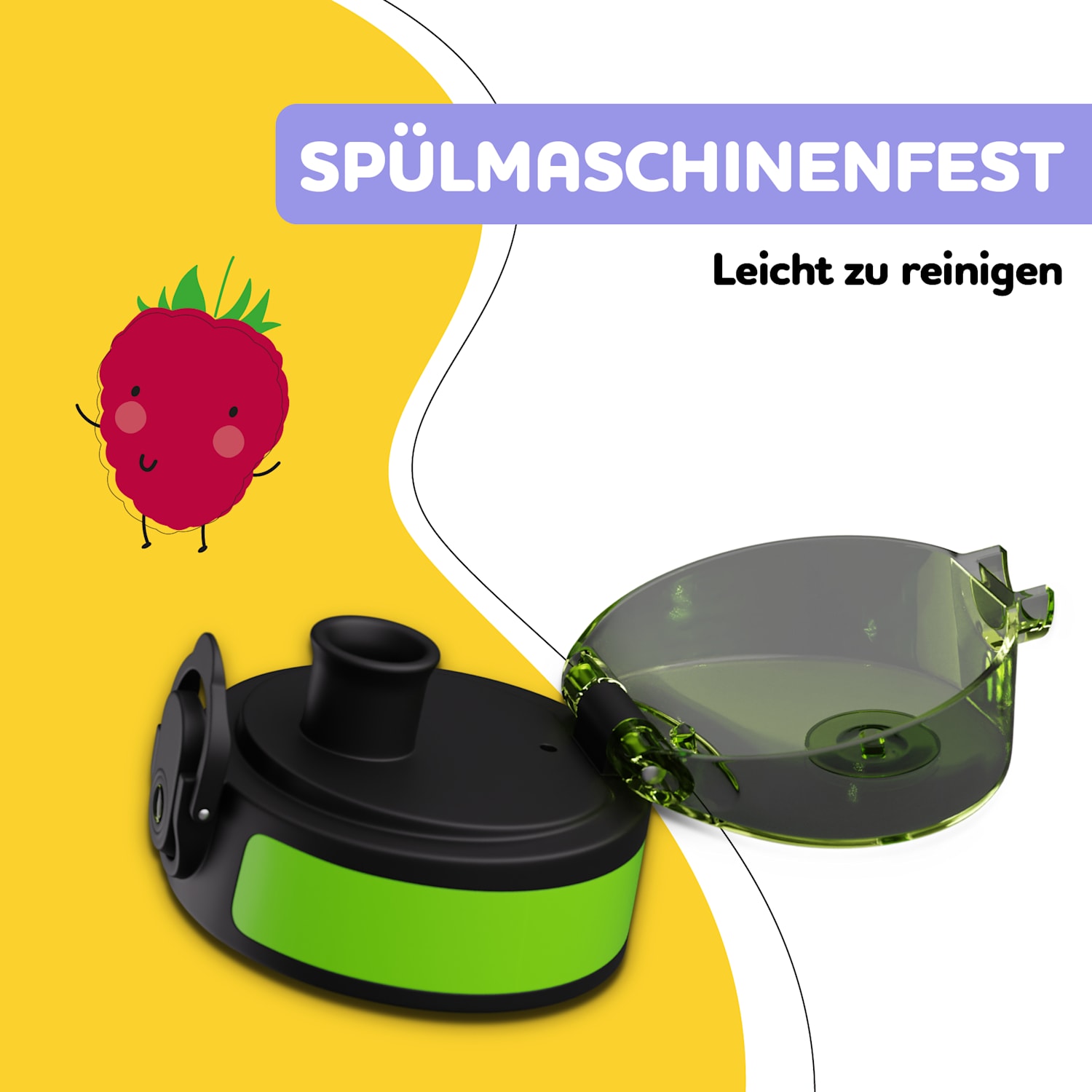 schmatzfatz bouchon de rechange | Bouton-pression | Paille en silicone | pour gourde de 500 ml Green Fruit