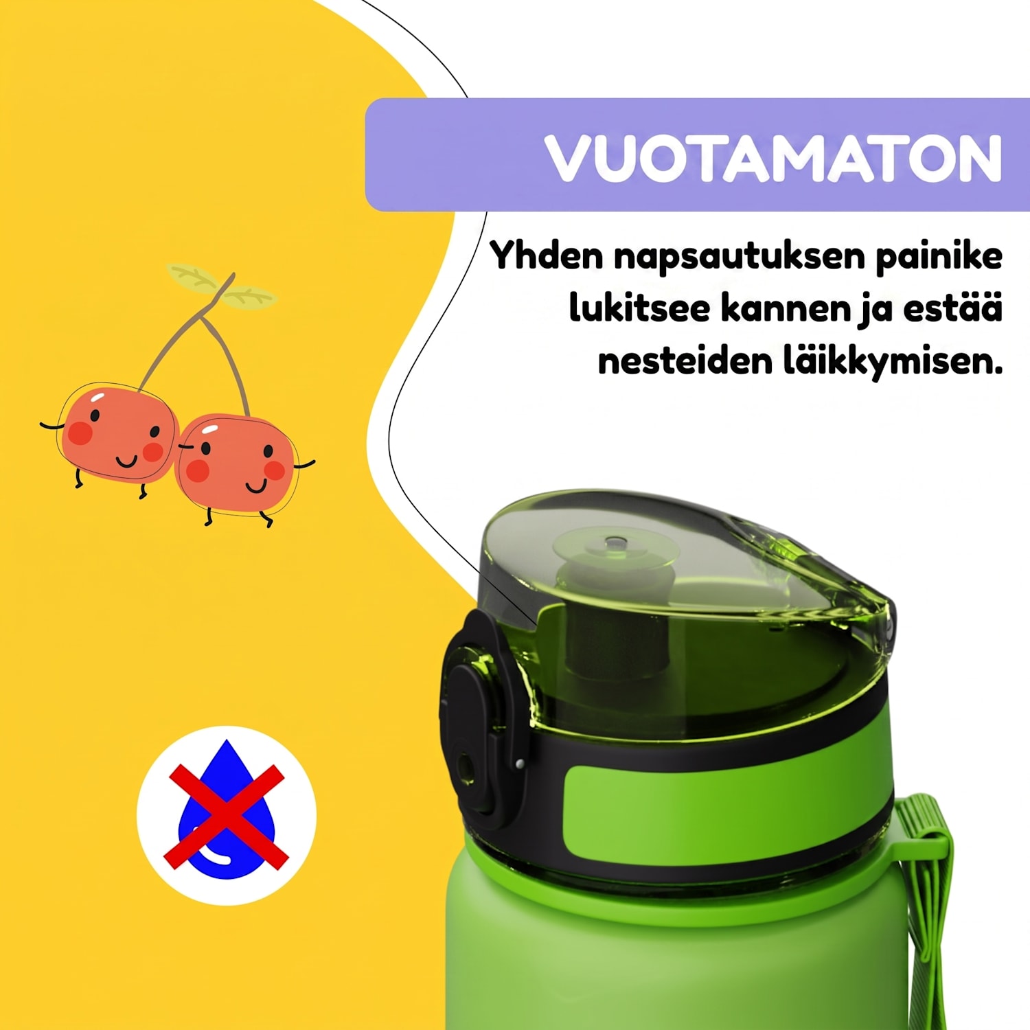 schmatzfatz varaosakansi | painonappi | silikonipilli | 500 ml pullolle Green Fruit