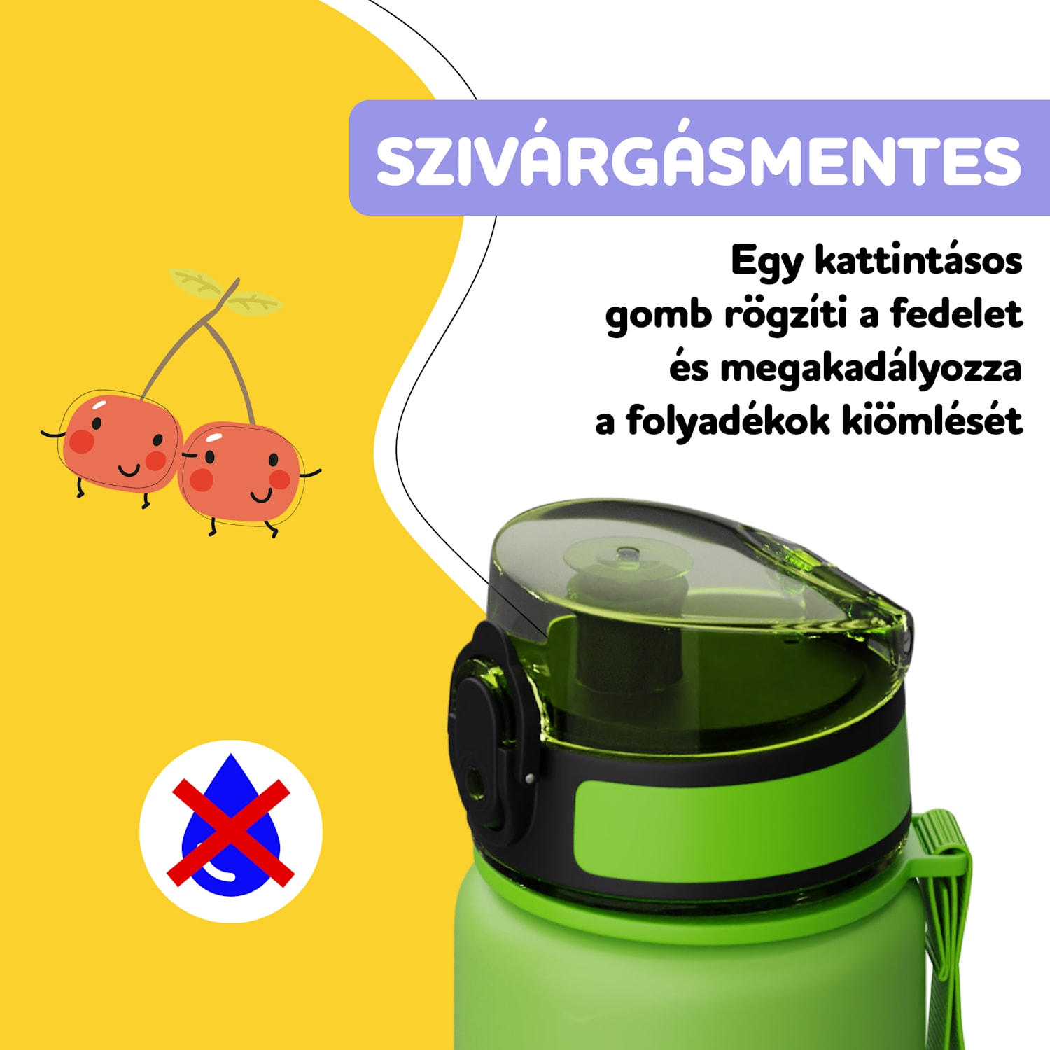 Schmatzfatz pótfedél gombbal 500 ml-es palackhoz Green Fruit