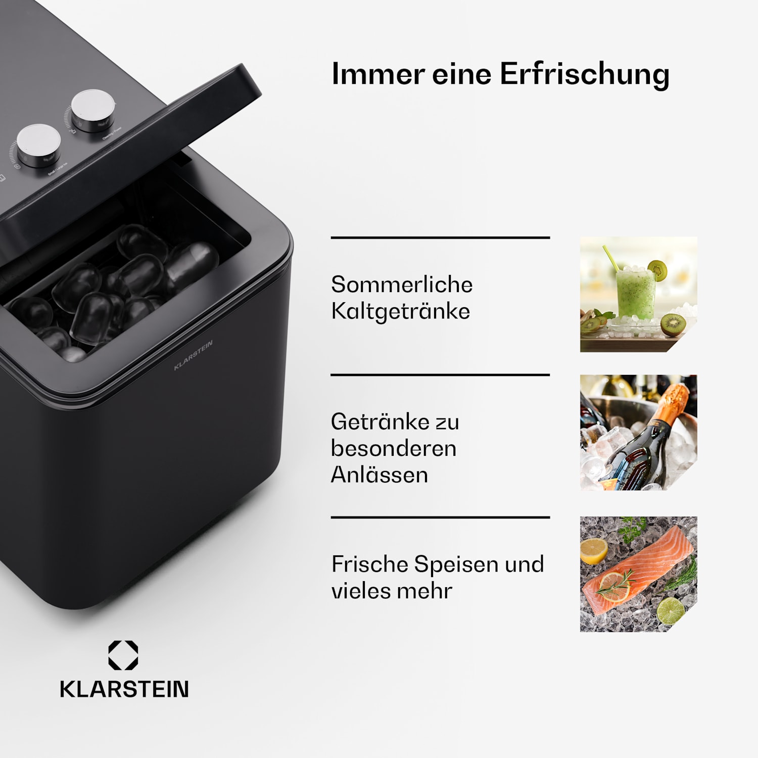 IceCraft Eismaschine | 2 Modi | 1,3 Liter Kaltwasser | automatische Reinigung | 12kg/24h 