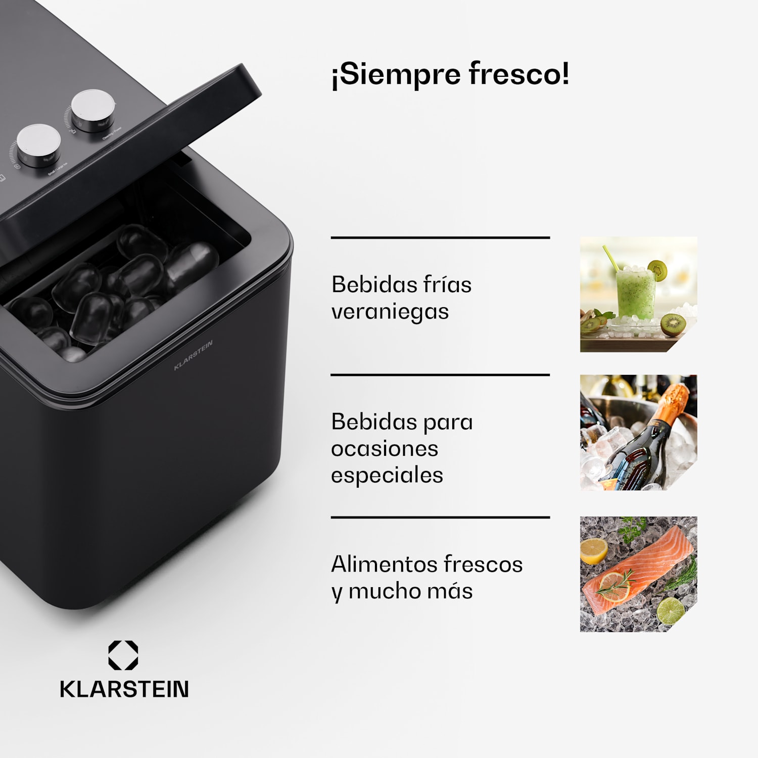 Máquina de hielo IceCraft | 2 modos | 1,3 litros de agua fría | limpieza automática | 12kg/24h 