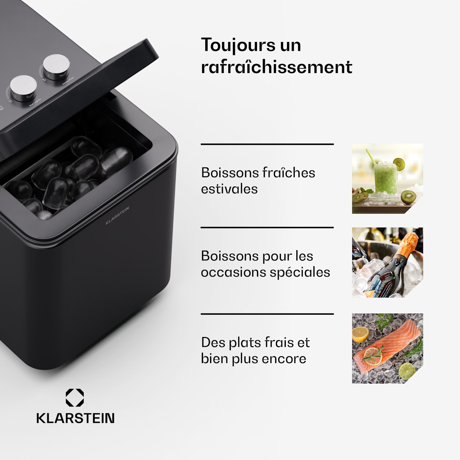 IceCraft machine à glaçons | 2 modes | 1,3 litres d'eau froide | nettoyage automatique | 12 kg/24 h Noir
