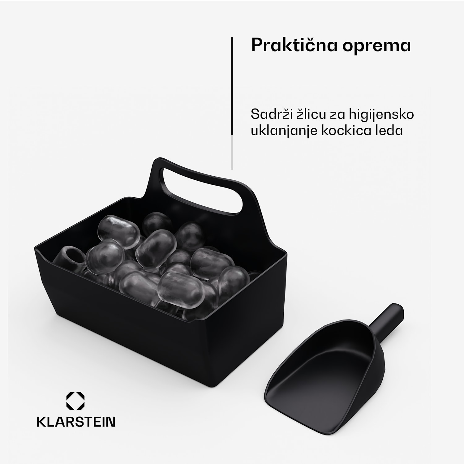 IceCraft aparat za izradu kockica leda, 2 načina, 1,3 l hladne vode, automatsko čišćenje, 12 kg/24 sata Crna