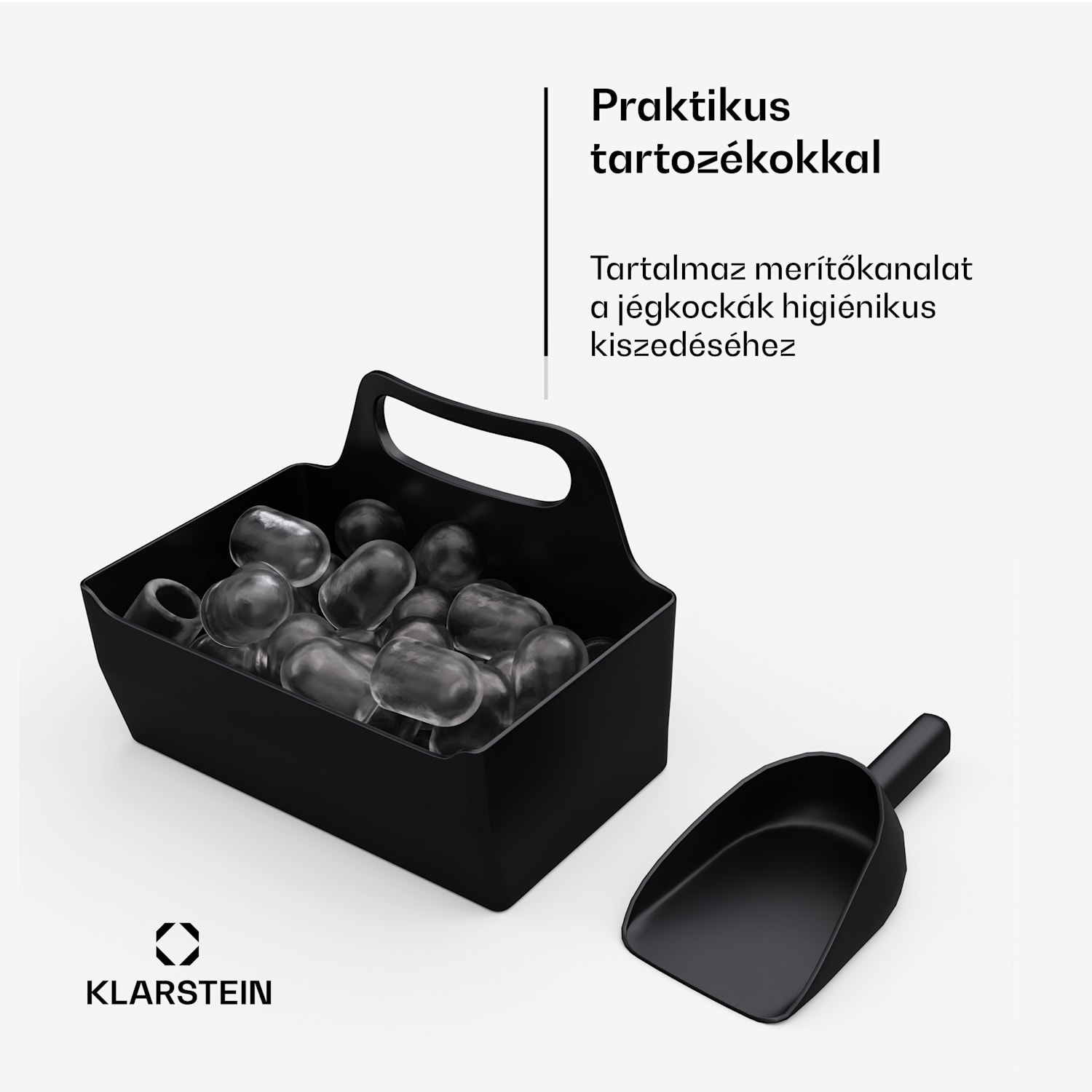 IceCraft jégkockakészítő, 2 üzemmód, 1,3 l hideg víz, automatikus tisztítás, 12 kg/24 h Fekete