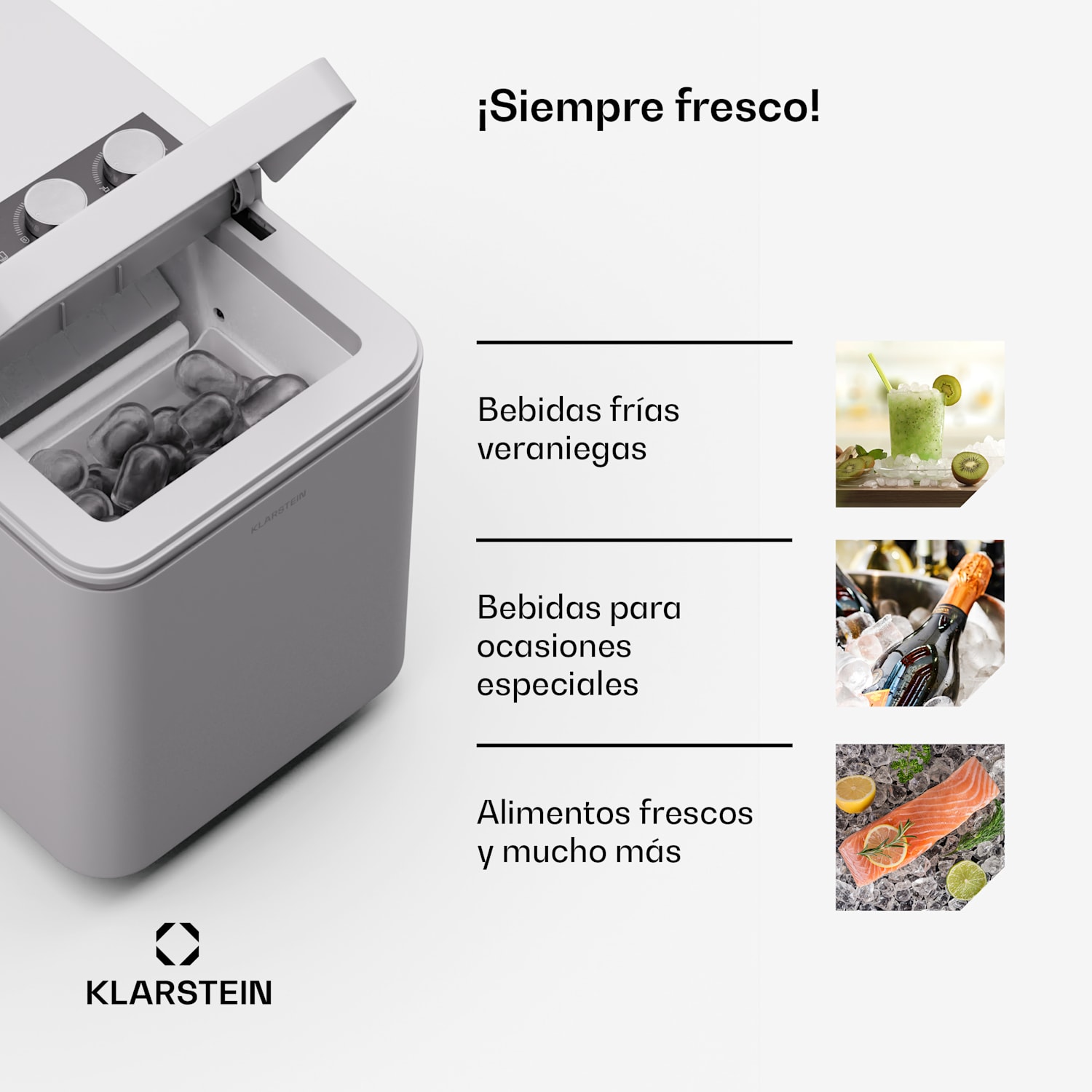 Máquina de hielo IceCraft | 2 modos | 1,3 litros de agua fría | limpieza automática | 12kg/24h Blanco