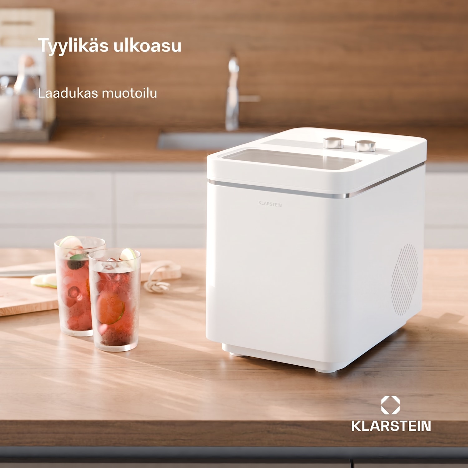 IceCraft Jäätelökone | 2 tilaa | 1,3 l kylmävesi | automaattinen puhdistus | 12 kg/24h Valkoinen