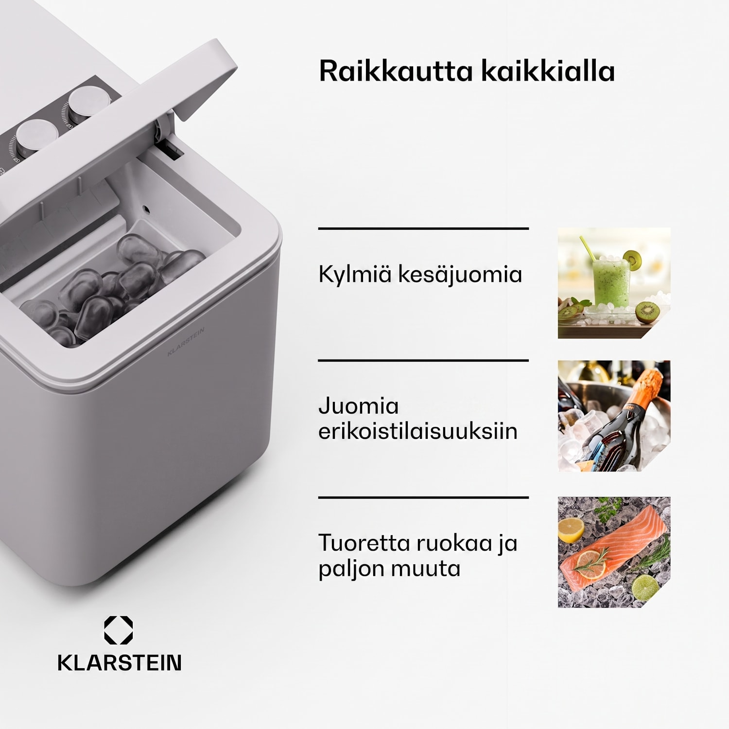 IceCraft Jäätelökone | 2 tilaa | 1,3 l kylmävesi | automaattinen puhdistus | 12 kg/24h Valkoinen