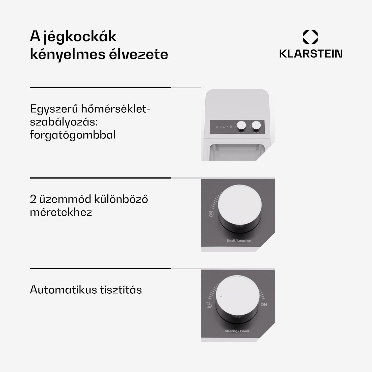 IceCraft jégkockakészítő, 2 üzemmód, 1,3 l hideg víz, automatikus tisztítás, 12 kg/24 h Fehér