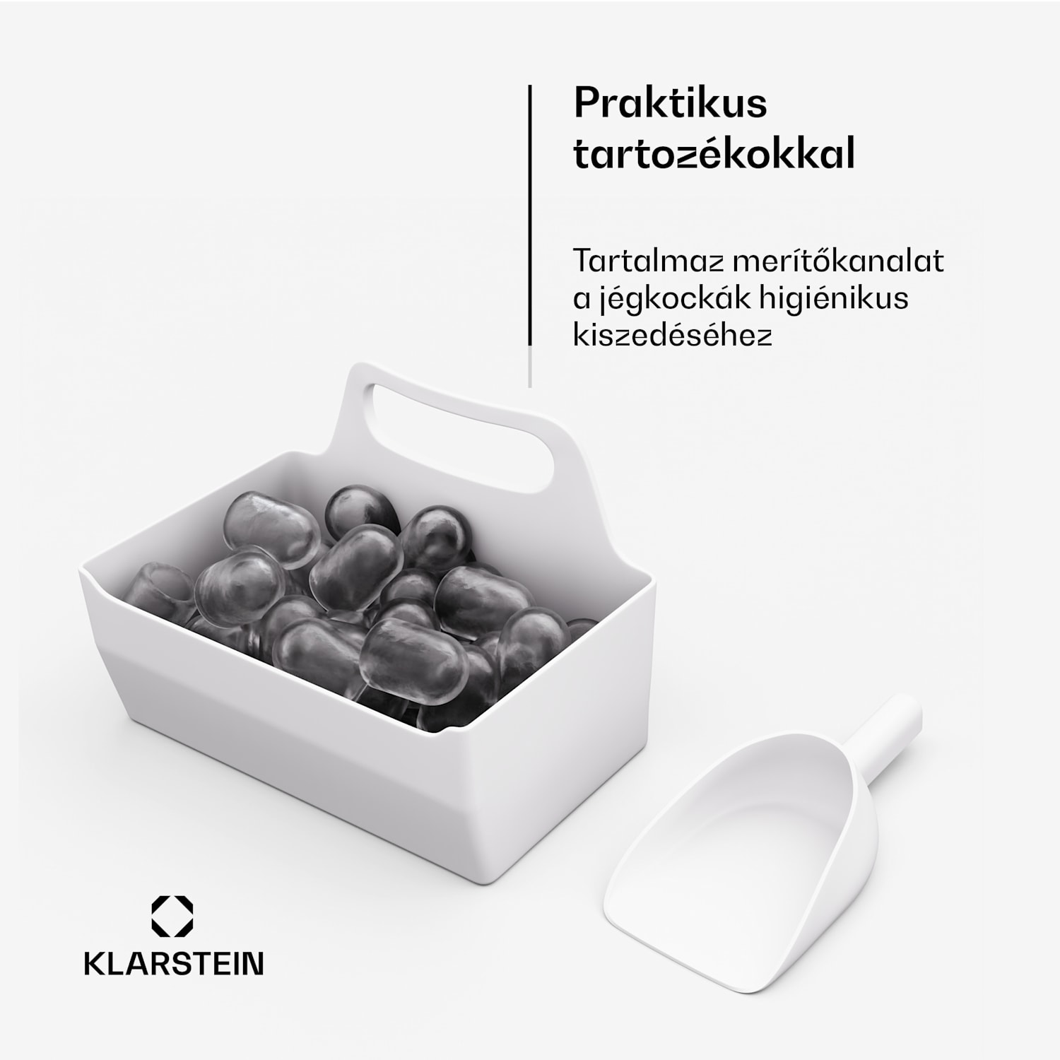 IceCraft jégkockakészítő, 2 üzemmód, 1,3 l hideg víz, automatikus tisztítás, 12 kg/24 h Fehér