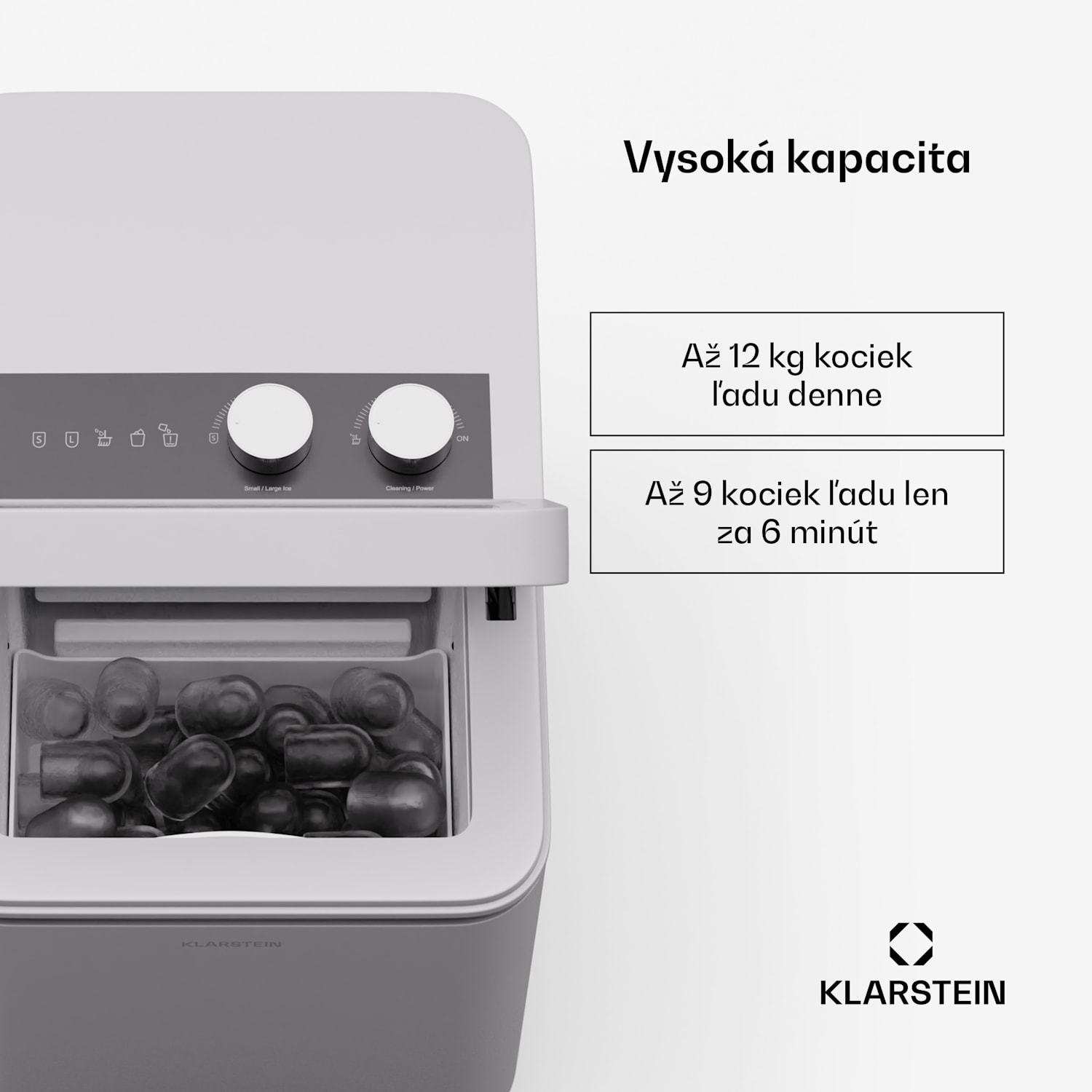 IceCraft výrobník kociek ľadu, 2 režimy, 1,3 l studenej vody, automatické čistenie, 12 kg/24 hod Biela